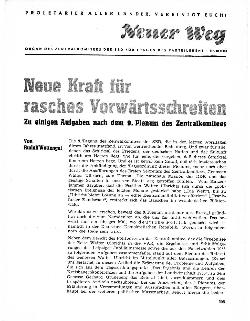 Neuer Weg (NW), Organ des Zentralkomitees (ZK) der SED (Sozialistische Einheitspartei Deutschlands) für Fragen des Parteilebens, 20. Jahrgang [Deutsche Demokratische Republik (DDR)] 1965, Seite 489 (NW ZK SED DDR 1965, S. 489)
