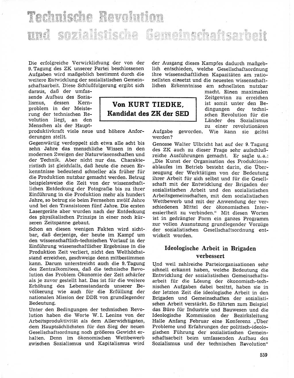 Neuer Weg (NW), Organ des Zentralkomitees (ZK) der SED (Sozialistische Einheitspartei Deutschlands) für Fragen des Parteilebens, 20. Jahrgang [Deutsche Demokratische Republik (DDR)] 1965, Seite 543 (NW ZK SED DDR 1965, S. 543)