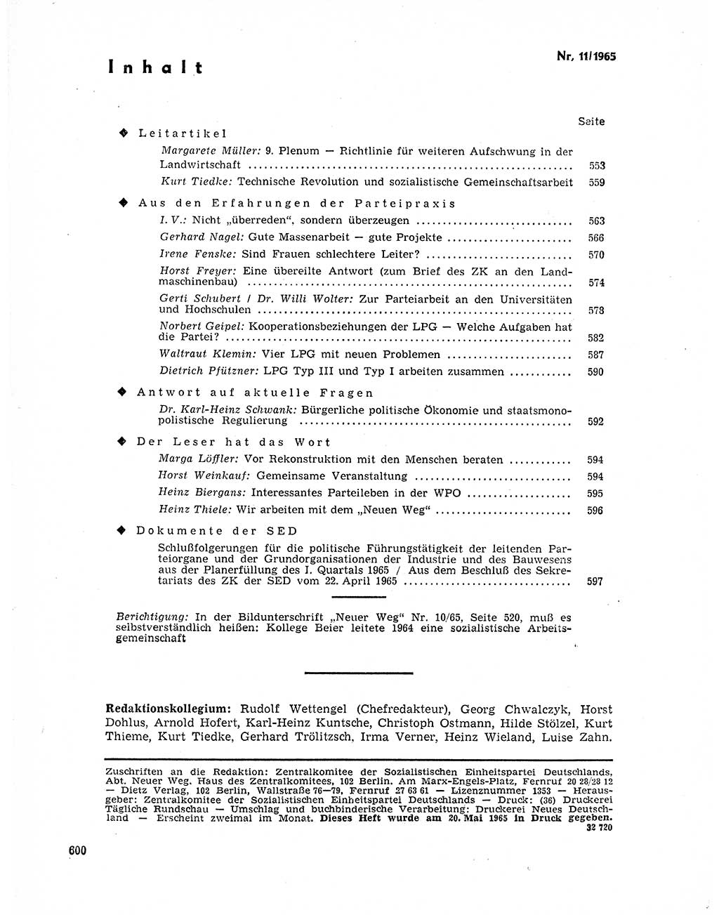Neuer Weg (NW), Organ des Zentralkomitees (ZK) der SED (Sozialistische Einheitspartei Deutschlands) für Fragen des Parteilebens, 20. Jahrgang [Deutsche Demokratische Republik (DDR)] 1965, Seite 584 (NW ZK SED DDR 1965, S. 584)