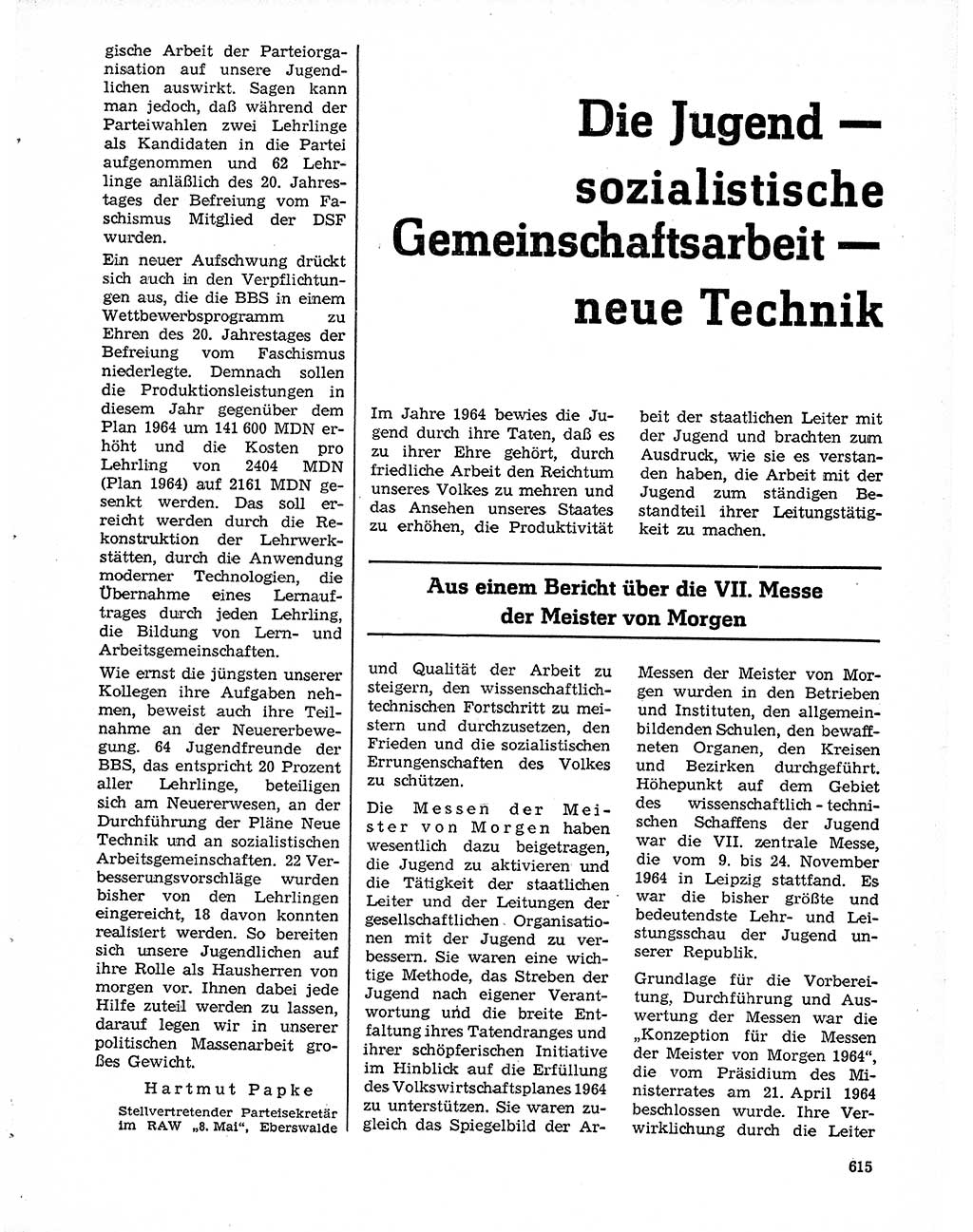 Neuer Weg (NW), Organ des Zentralkomitees (ZK) der SED (Sozialistische Einheitspartei Deutschlands) für Fragen des Parteilebens, 20. Jahrgang [Deutsche Demokratische Republik (DDR)] 1965, Seite 599 (NW ZK SED DDR 1965, S. 599)