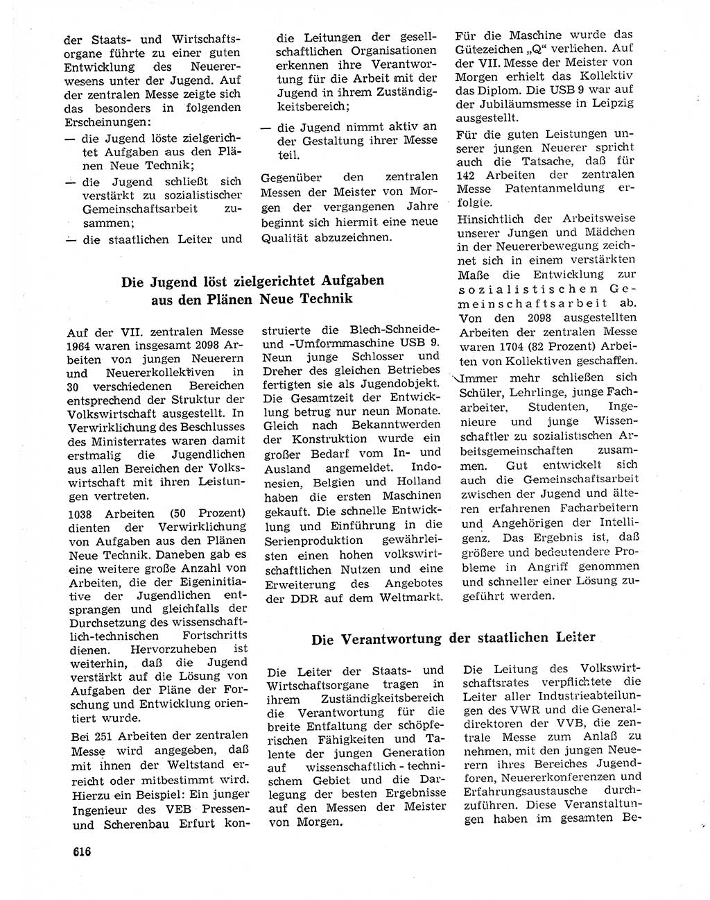 Neuer Weg (NW), Organ des Zentralkomitees (ZK) der SED (Sozialistische Einheitspartei Deutschlands) fÃ¼r Fragen des Parteilebens, 20. Jahrgang [Deutsche Demokratische Republik (DDR)] 1965, Seite 600 (NW ZK SED DDR 1965, S. 600)