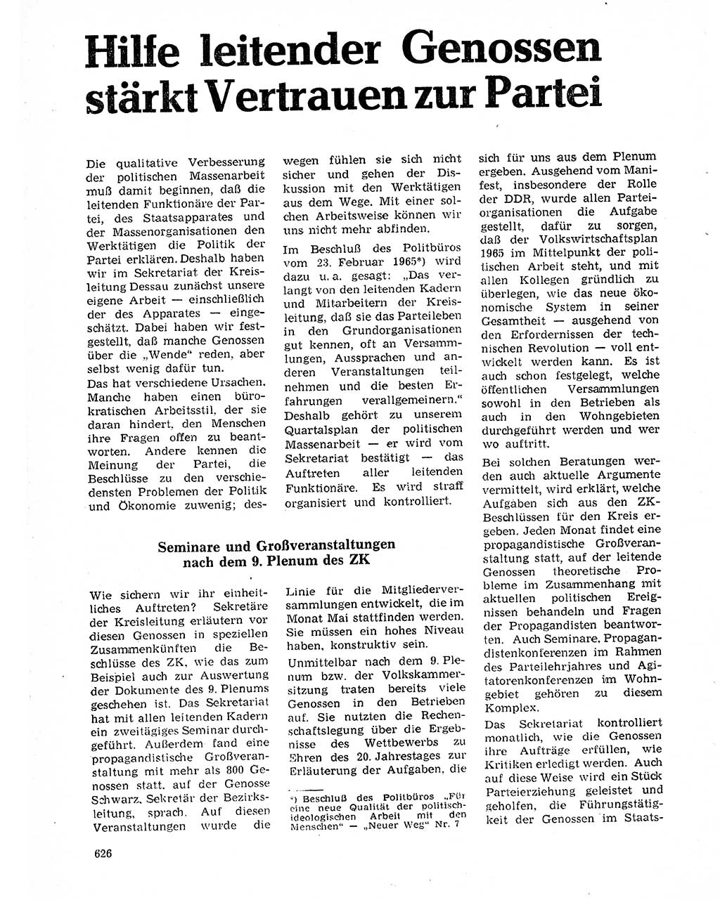 Neuer Weg (NW), Organ des Zentralkomitees (ZK) der SED (Sozialistische Einheitspartei Deutschlands) für Fragen des Parteilebens, 20. Jahrgang [Deutsche Demokratische Republik (DDR)] 1965, Seite 610 (NW ZK SED DDR 1965, S. 610)