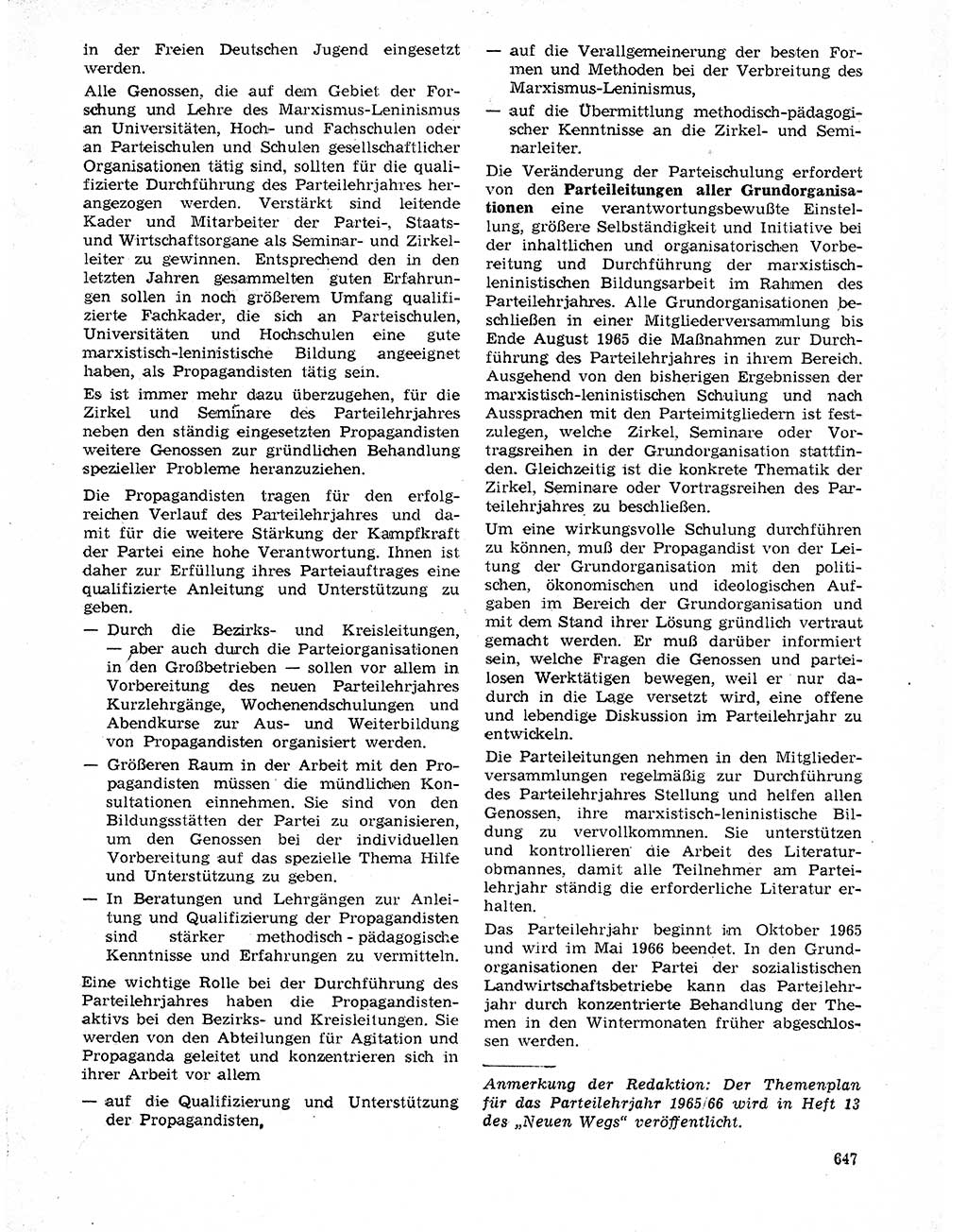 Neuer Weg (NW), Organ des Zentralkomitees (ZK) der SED (Sozialistische Einheitspartei Deutschlands) für Fragen des Parteilebens, 20. Jahrgang [Deutsche Demokratische Republik (DDR)] 1965, Seite 631 (NW ZK SED DDR 1965, S. 631)