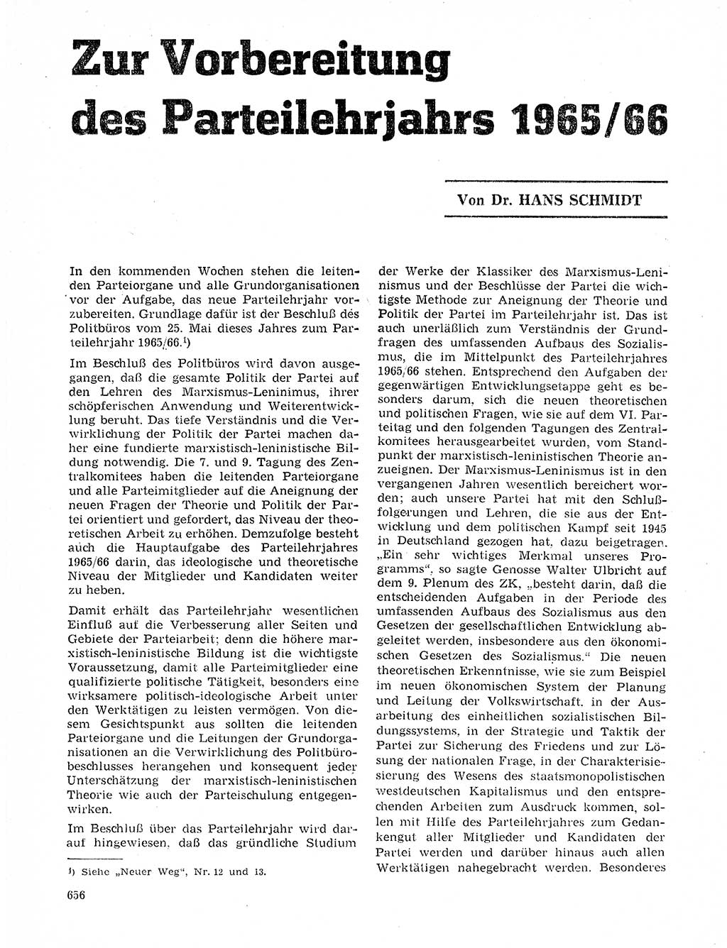Neuer Weg (NW), Organ des Zentralkomitees (ZK) der SED (Sozialistische Einheitspartei Deutschlands) für Fragen des Parteilebens, 20. Jahrgang [Deutsche Demokratische Republik (DDR)] 1965, Seite 640 (NW ZK SED DDR 1965, S. 640)