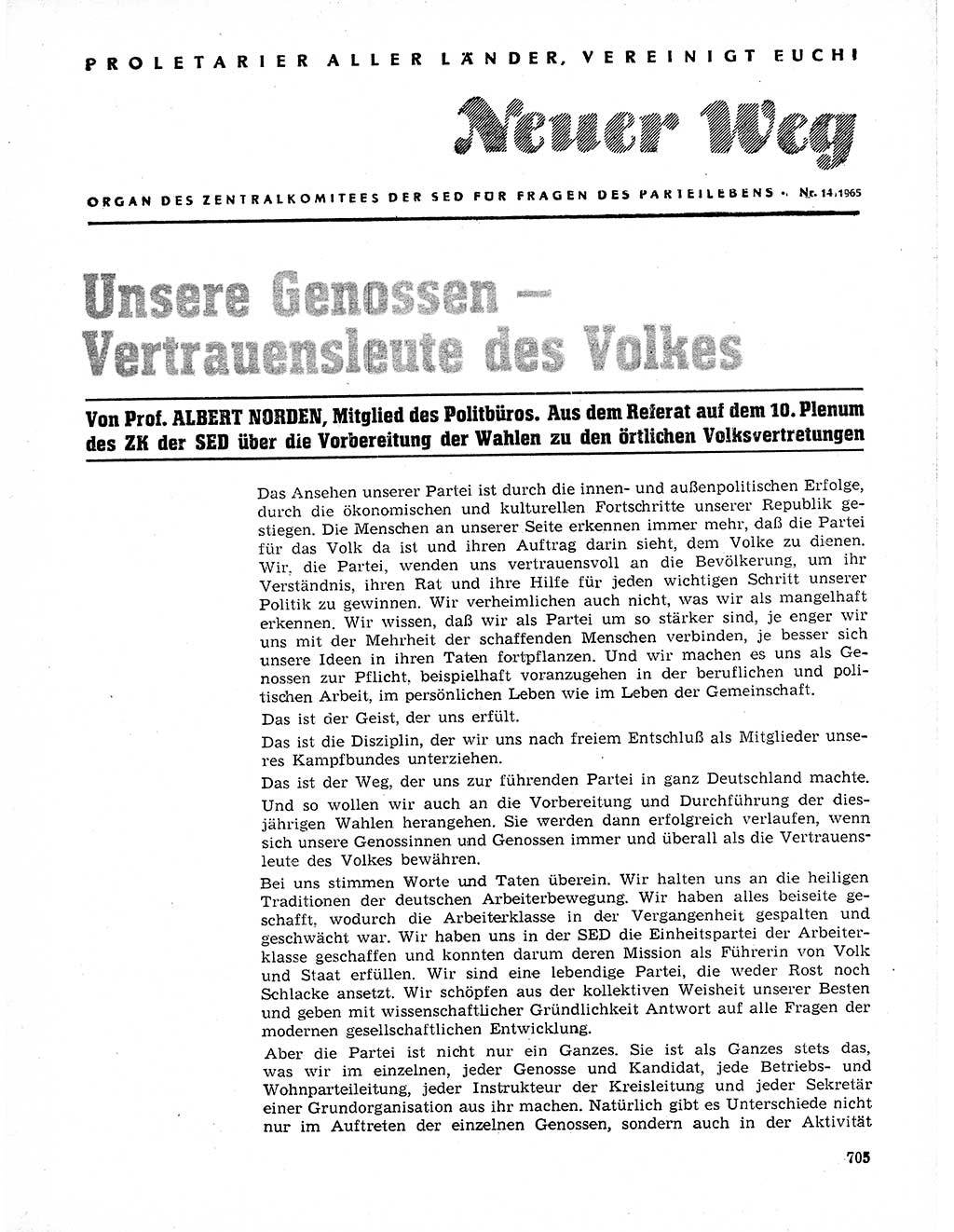 Neuer Weg (NW), Organ des Zentralkomitees (ZK) der SED (Sozialistische Einheitspartei Deutschlands) für Fragen des Parteilebens, 20. Jahrgang [Deutsche Demokratische Republik (DDR)] 1965, Seite 689 (NW ZK SED DDR 1965, S. 689)