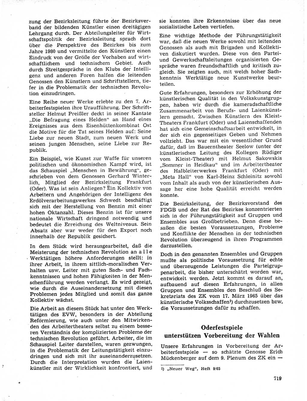 Neuer Weg (NW), Organ des Zentralkomitees (ZK) der SED (Sozialistische Einheitspartei Deutschlands) für Fragen des Parteilebens, 20. Jahrgang [Deutsche Demokratische Republik (DDR)] 1965, Seite 703 (NW ZK SED DDR 1965, S. 703)