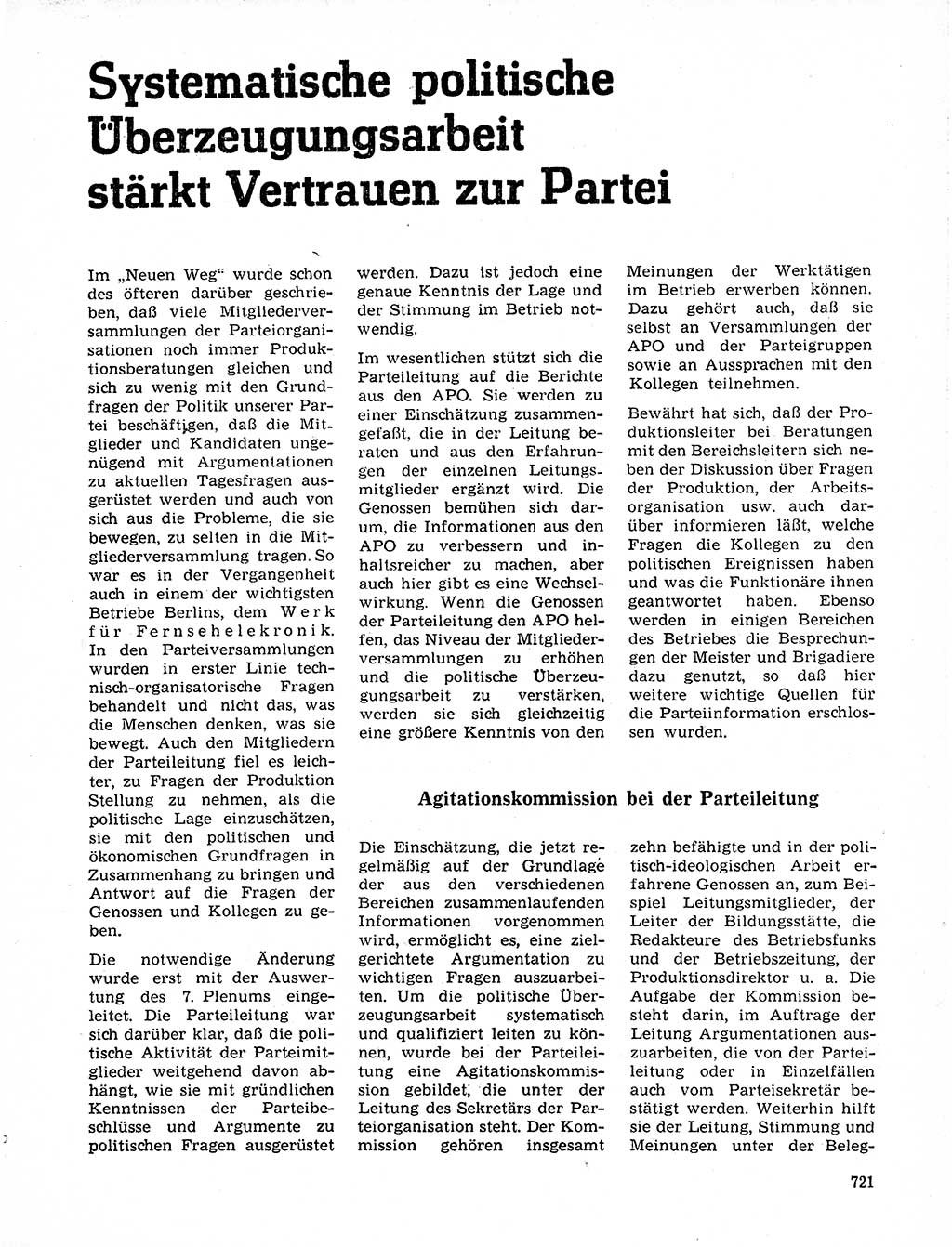 Neuer Weg (NW), Organ des Zentralkomitees (ZK) der SED (Sozialistische Einheitspartei Deutschlands) für Fragen des Parteilebens, 20. Jahrgang [Deutsche Demokratische Republik (DDR)] 1965, Seite 705 (NW ZK SED DDR 1965, S. 705)