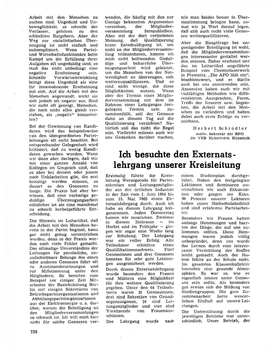 Neuer Weg (NW), Organ des Zentralkomitees (ZK) der SED (Sozialistische Einheitspartei Deutschlands) für Fragen des Parteilebens, 20. Jahrgang [Deutsche Demokratische Republik (DDR)] 1965, Seite 734 (NW ZK SED DDR 1965, S. 734)