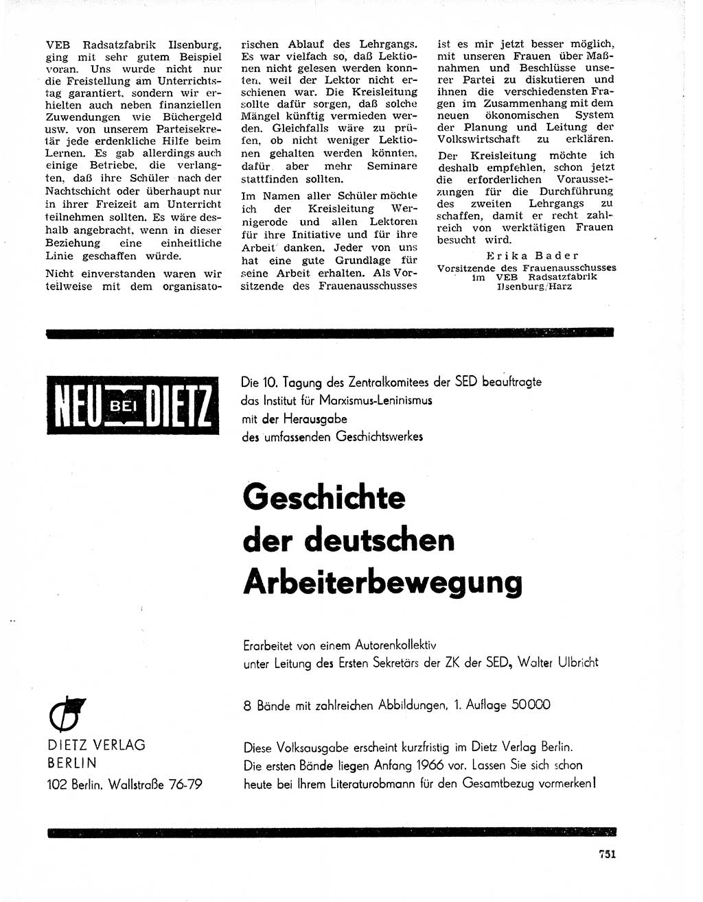 Neuer Weg (NW), Organ des Zentralkomitees (ZK) der SED (Sozialistische Einheitspartei Deutschlands) für Fragen des Parteilebens, 20. Jahrgang [Deutsche Demokratische Republik (DDR)] 1965, Seite 735 (NW ZK SED DDR 1965, S. 735)