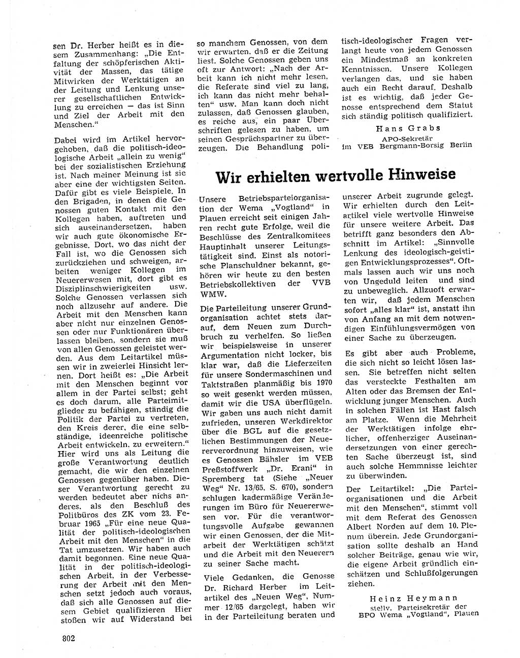 Neuer Weg (NW), Organ des Zentralkomitees (ZK) der SED (Sozialistische Einheitspartei Deutschlands) für Fragen des Parteilebens, 20. Jahrgang [Deutsche Demokratische Republik (DDR)] 1965, Seite 786 (NW ZK SED DDR 1965, S. 786)
