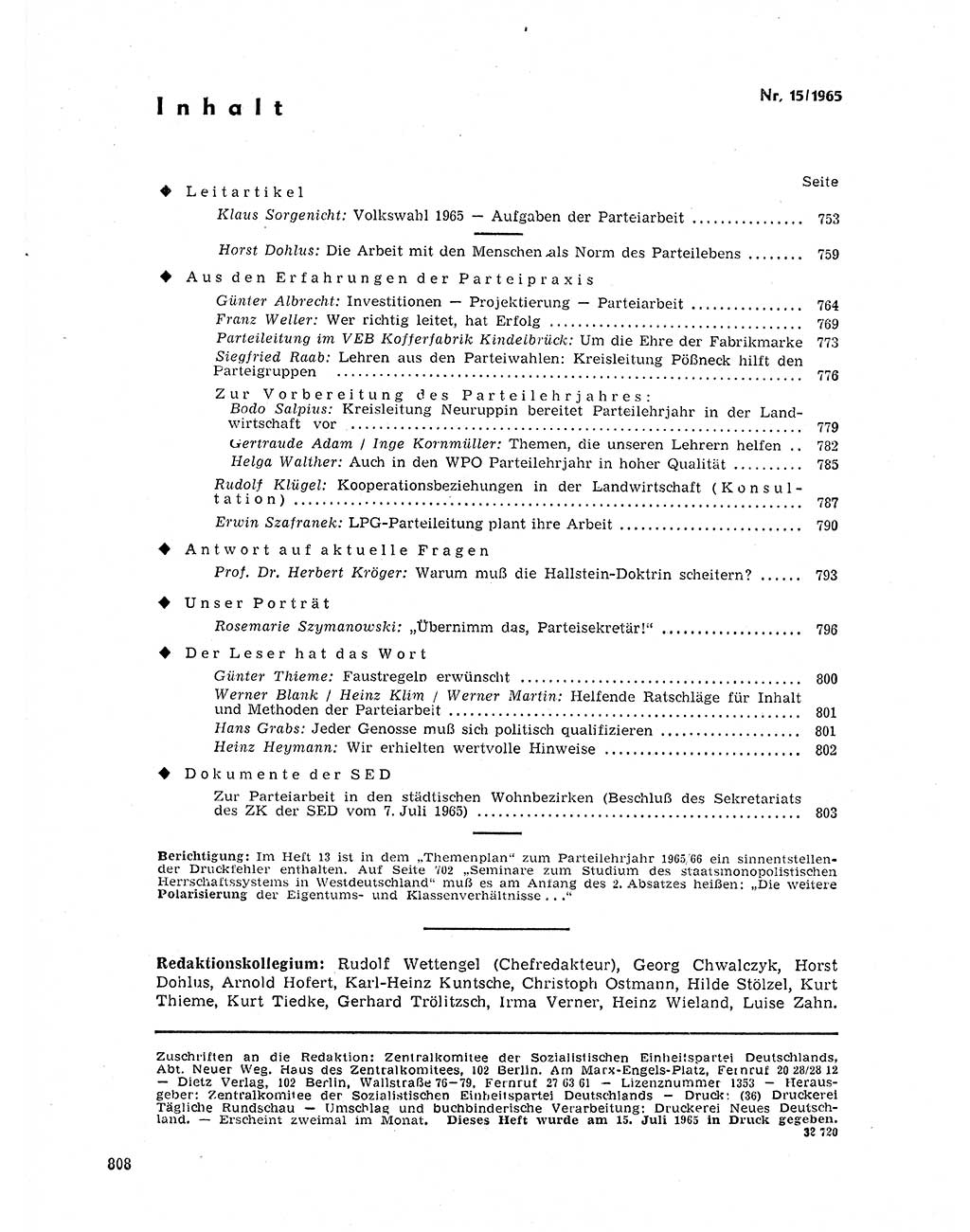 Neuer Weg (NW), Organ des Zentralkomitees (ZK) der SED (Sozialistische Einheitspartei Deutschlands) für Fragen des Parteilebens, 20. Jahrgang [Deutsche Demokratische Republik (DDR)] 1965, Seite 792 (NW ZK SED DDR 1965, S. 792)