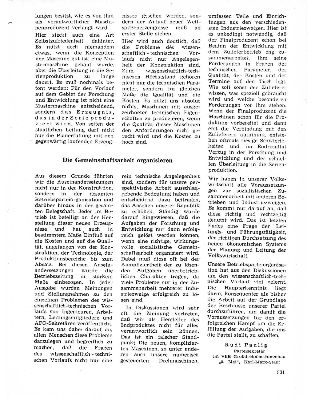 Neuer Weg (NW), Organ des Zentralkomitees (ZK) der SED (Sozialistische Einheitspartei Deutschlands) fÃ¼r Fragen des Parteilebens, 20. Jahrgang [Deutsche Demokratische Republik (DDR)] 1965, Seite 815 (NW ZK SED DDR 1965, S. 815)