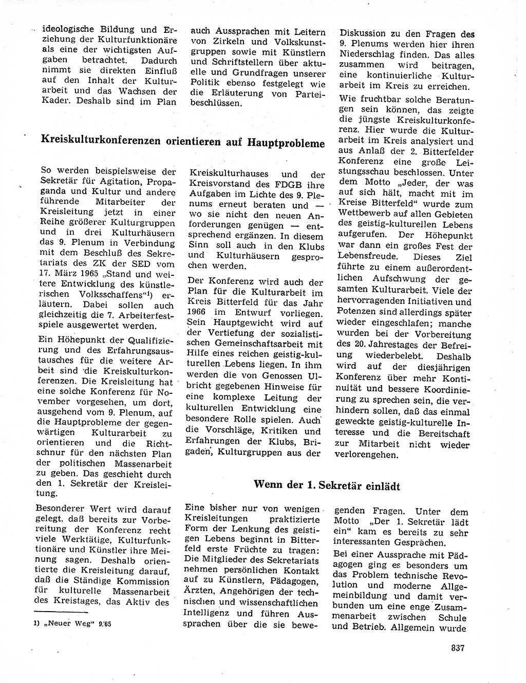 Neuer Weg (NW), Organ des Zentralkomitees (ZK) der SED (Sozialistische Einheitspartei Deutschlands) für Fragen des Parteilebens, 20. Jahrgang [Deutsche Demokratische Republik (DDR)] 1965, Seite 821 (NW ZK SED DDR 1965, S. 821)