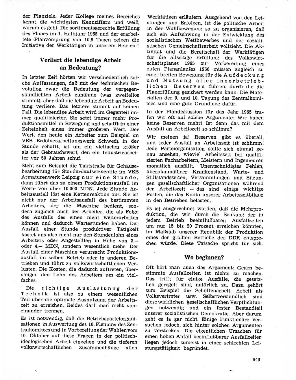 Neuer Weg (NW), Organ des Zentralkomitees (ZK) der SED (Sozialistische Einheitspartei Deutschlands) für Fragen des Parteilebens, 20. Jahrgang [Deutsche Demokratische Republik (DDR)] 1965, Seite 833 (NW ZK SED DDR 1965, S. 833)