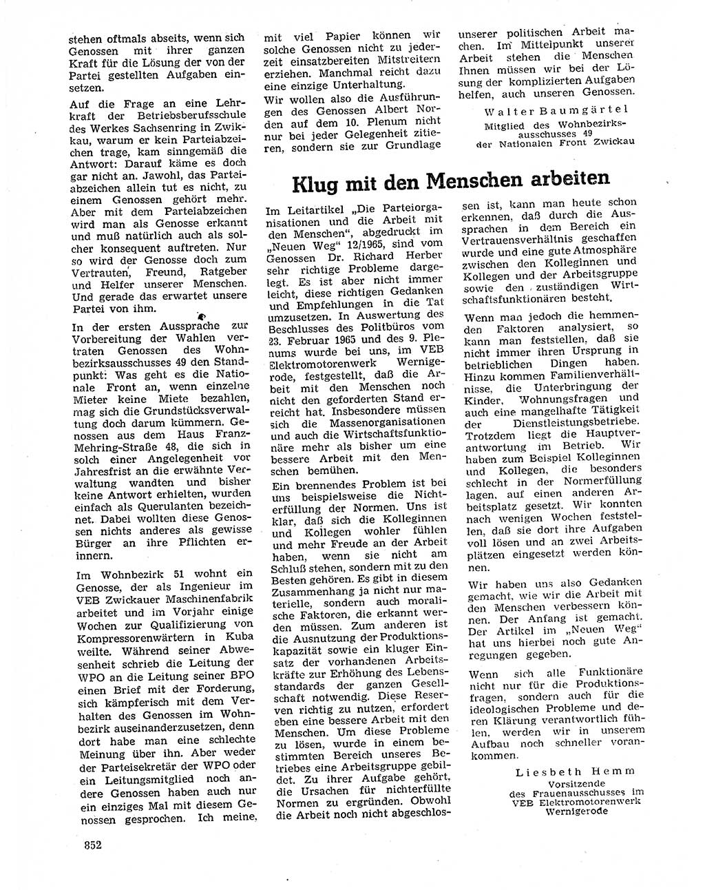 Neuer Weg (NW), Organ des Zentralkomitees (ZK) der SED (Sozialistische Einheitspartei Deutschlands) für Fragen des Parteilebens, 20. Jahrgang [Deutsche Demokratische Republik (DDR)] 1965, Seite 836 (NW ZK SED DDR 1965, S. 836)