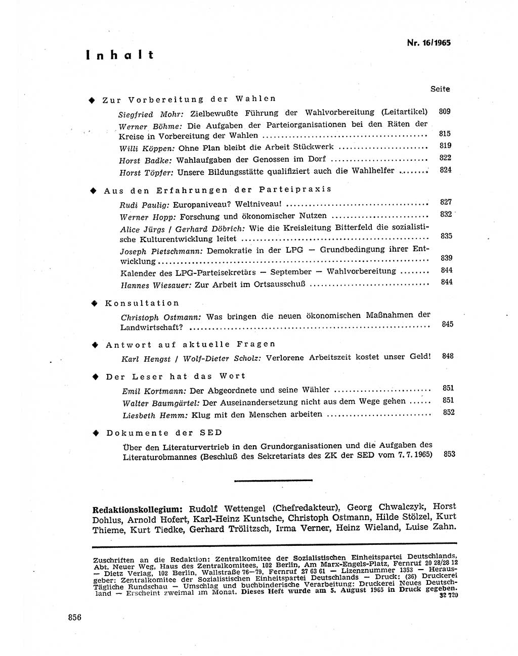 Neuer Weg (NW), Organ des Zentralkomitees (ZK) der SED (Sozialistische Einheitspartei Deutschlands) für Fragen des Parteilebens, 20. Jahrgang [Deutsche Demokratische Republik (DDR)] 1965, Seite 840 (NW ZK SED DDR 1965, S. 840)