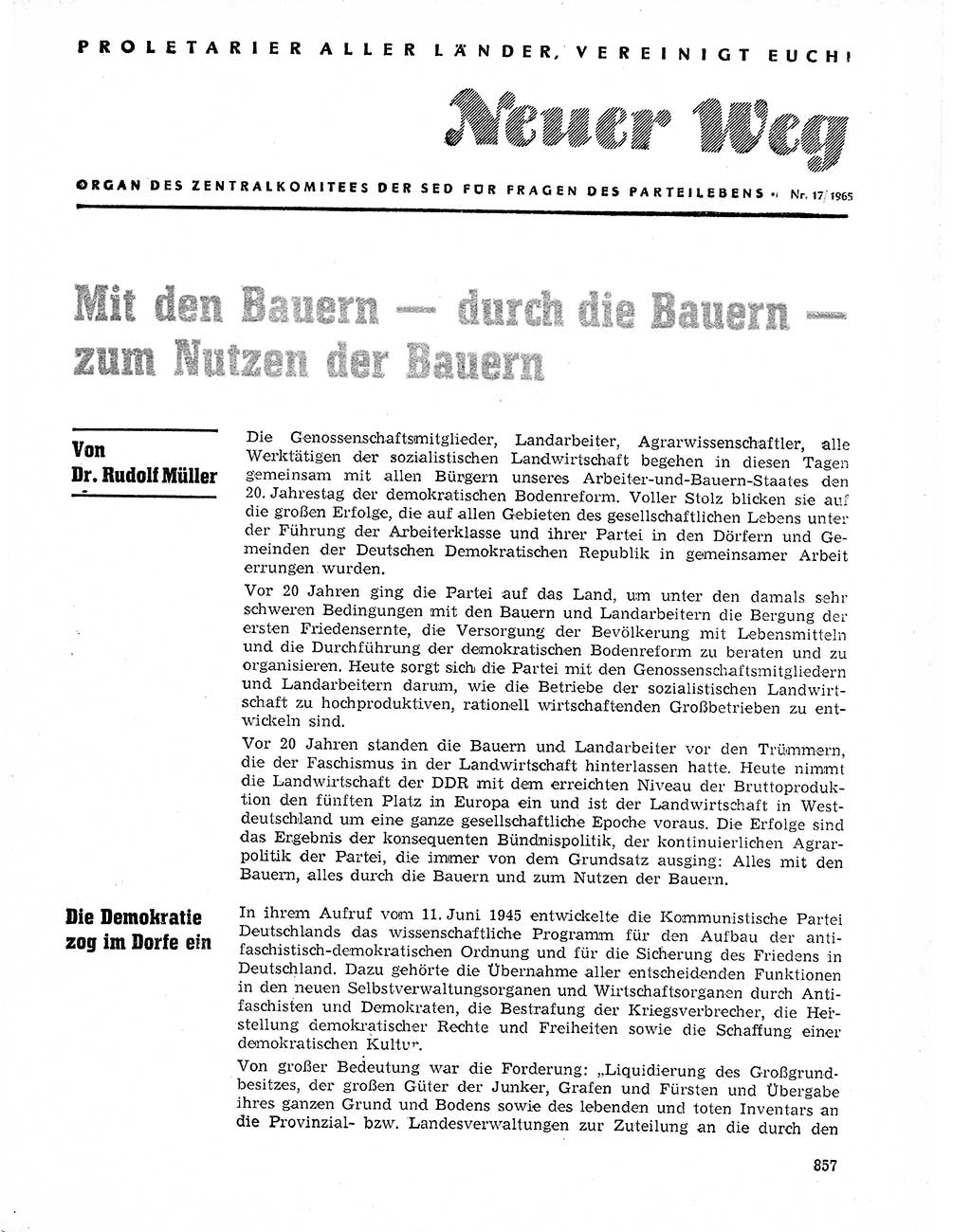 Neuer Weg (NW), Organ des Zentralkomitees (ZK) der SED (Sozialistische Einheitspartei Deutschlands) für Fragen des Parteilebens, 20. Jahrgang [Deutsche Demokratische Republik (DDR)] 1965, Seite 841 (NW ZK SED DDR 1965, S. 841)