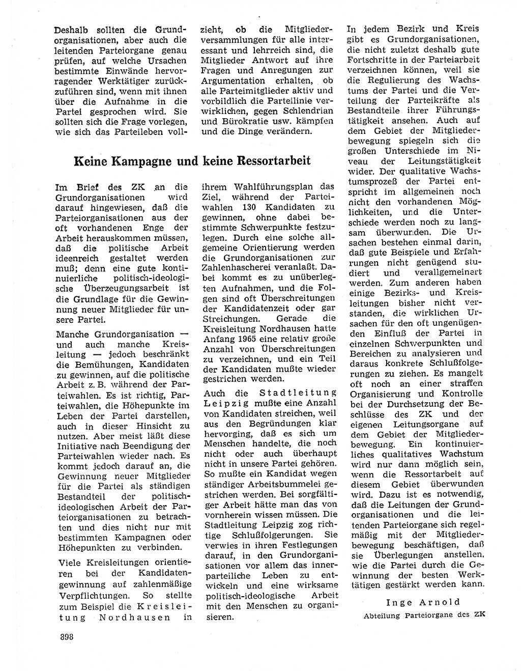Neuer Weg (NW), Organ des Zentralkomitees (ZK) der SED (Sozialistische Einheitspartei Deutschlands) für Fragen des Parteilebens, 20. Jahrgang [Deutsche Demokratische Republik (DDR)] 1965, Seite 882 (NW ZK SED DDR 1965, S. 882)