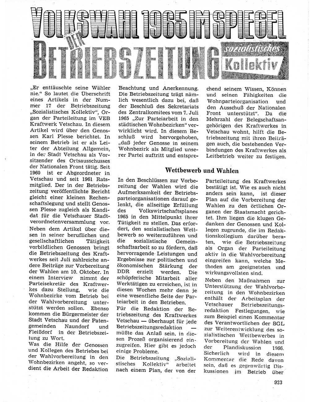 Neuer Weg (NW), Organ des Zentralkomitees (ZK) der SED (Sozialistische Einheitspartei Deutschlands) für Fragen des Parteilebens, 20. Jahrgang [Deutsche Demokratische Republik (DDR)] 1965, Seite 907 (NW ZK SED DDR 1965, S. 907)
