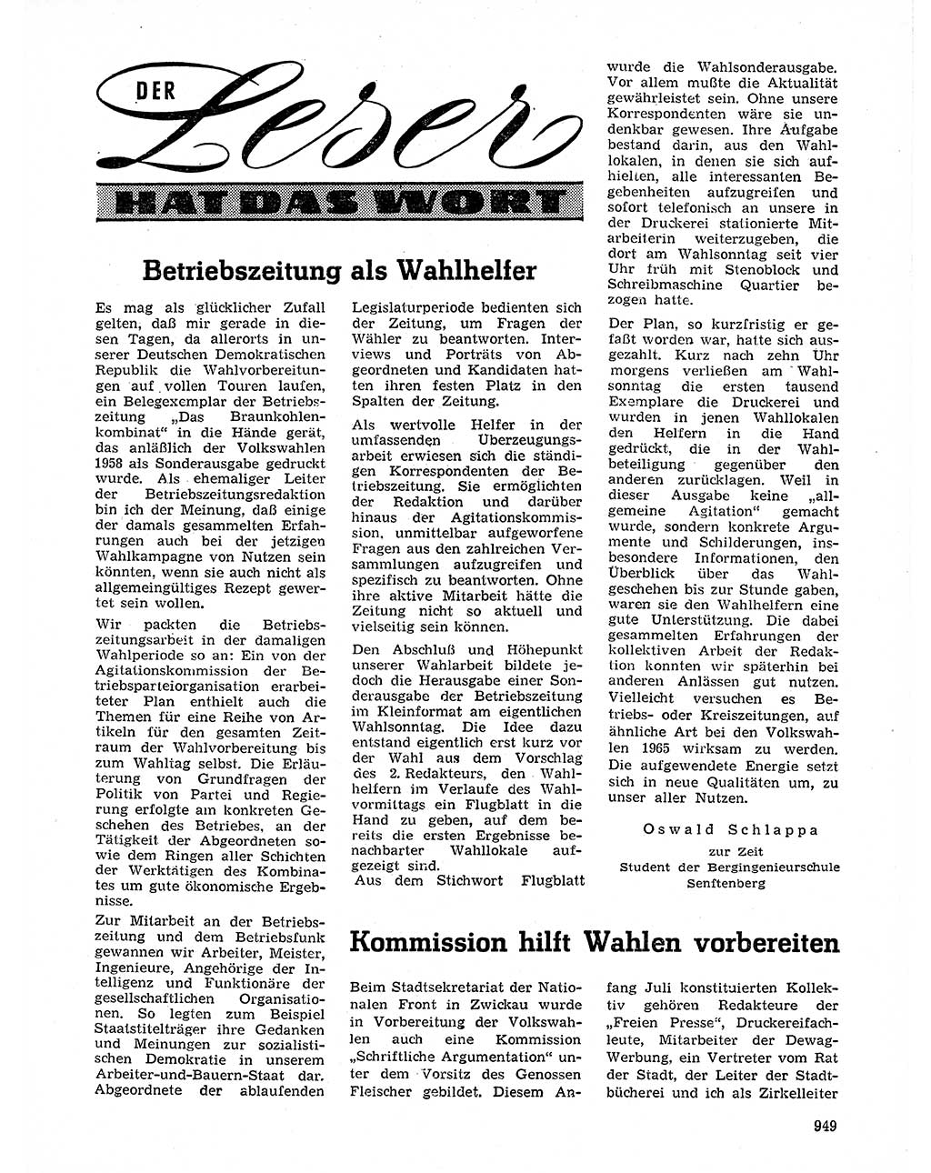 Neuer Weg (NW), Organ des Zentralkomitees (ZK) der SED (Sozialistische Einheitspartei Deutschlands) für Fragen des Parteilebens, 20. Jahrgang [Deutsche Demokratische Republik (DDR)] 1965, Seite 933 (NW ZK SED DDR 1965, S. 933)