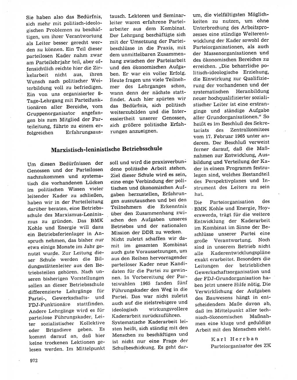 Neuer Weg (NW), Organ des Zentralkomitees (ZK) der SED (Sozialistische Einheitspartei Deutschlands) für Fragen des Parteilebens, 20. Jahrgang [Deutsche Demokratische Republik (DDR)] 1965, Seite 956 (NW ZK SED DDR 1965, S. 956)