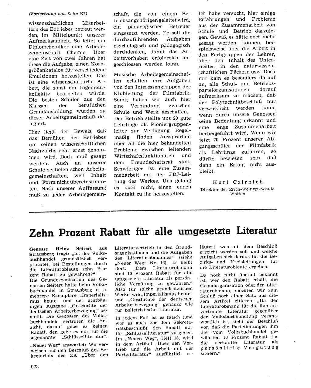 Neuer Weg (NW), Organ des Zentralkomitees (ZK) der SED (Sozialistische Einheitspartei Deutschlands) für Fragen des Parteilebens, 20. Jahrgang [Deutsche Demokratische Republik (DDR)] 1965, Seite 962 (NW ZK SED DDR 1965, S. 962)