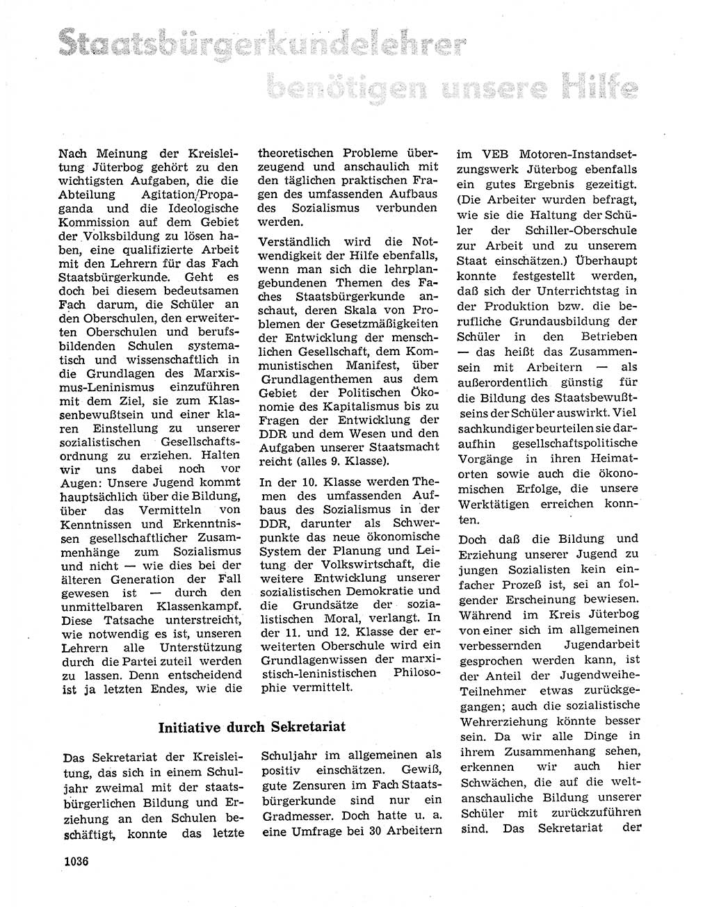 Neuer Weg (NW), Organ des Zentralkomitees (ZK) der SED (Sozialistische Einheitspartei Deutschlands) für Fragen des Parteilebens, 20. Jahrgang [Deutsche Demokratische Republik (DDR)] 1965, Seite 1020 (NW ZK SED DDR 1965, S. 1020)