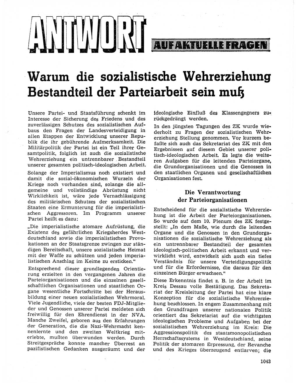 Neuer Weg (NW), Organ des Zentralkomitees (ZK) der SED (Sozialistische Einheitspartei Deutschlands) für Fragen des Parteilebens, 20. Jahrgang [Deutsche Demokratische Republik (DDR)] 1965, Seite 1027 (NW ZK SED DDR 1965, S. 1027)
