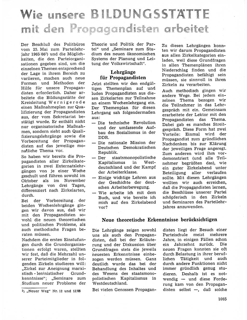 Neuer Weg (NW), Organ des Zentralkomitees (ZK) der SED (Sozialistische Einheitspartei Deutschlands) für Fragen des Parteilebens, 20. Jahrgang [Deutsche Demokratische Republik (DDR)] 1965, Seite 1069 (NW ZK SED DDR 1965, S. 1069)