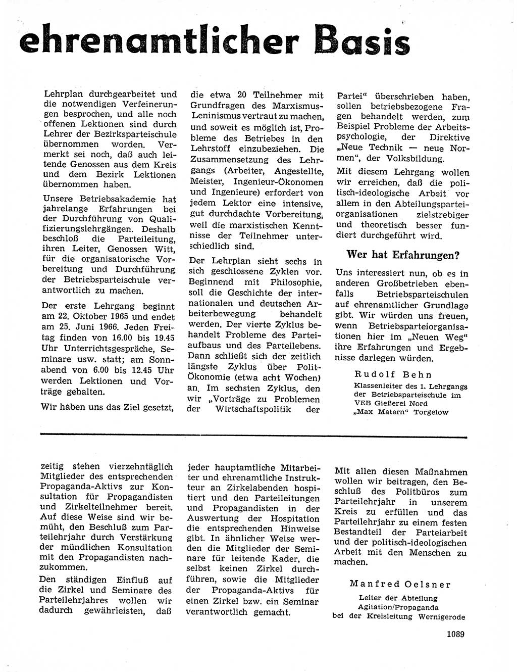 Neuer Weg (NW), Organ des Zentralkomitees (ZK) der SED (Sozialistische Einheitspartei Deutschlands) für Fragen des Parteilebens, 20. Jahrgang [Deutsche Demokratische Republik (DDR)] 1965, Seite 1073 (NW ZK SED DDR 1965, S. 1073)