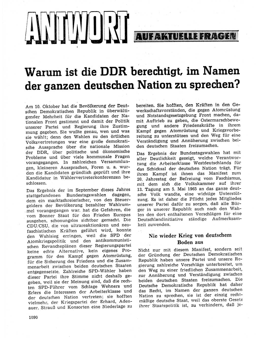 Neuer Weg (NW), Organ des Zentralkomitees (ZK) der SED (Sozialistische Einheitspartei Deutschlands) für Fragen des Parteilebens, 20. Jahrgang [Deutsche Demokratische Republik (DDR)] 1965, Seite 1074 (NW ZK SED DDR 1965, S. 1074)
