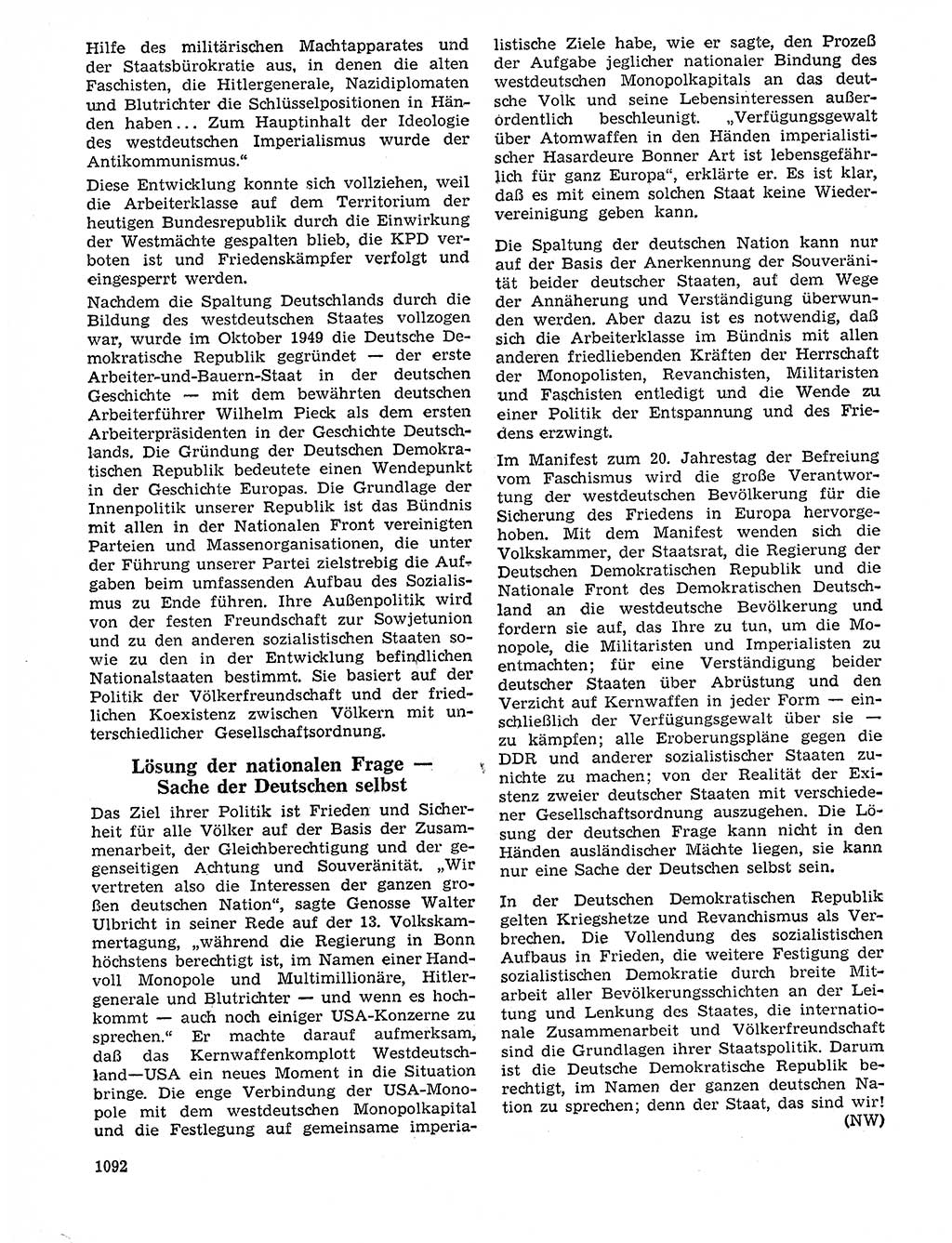 Neuer Weg (NW), Organ des Zentralkomitees (ZK) der SED (Sozialistische Einheitspartei Deutschlands) für Fragen des Parteilebens, 20. Jahrgang [Deutsche Demokratische Republik (DDR)] 1965, Seite 1076 (NW ZK SED DDR 1965, S. 1076)