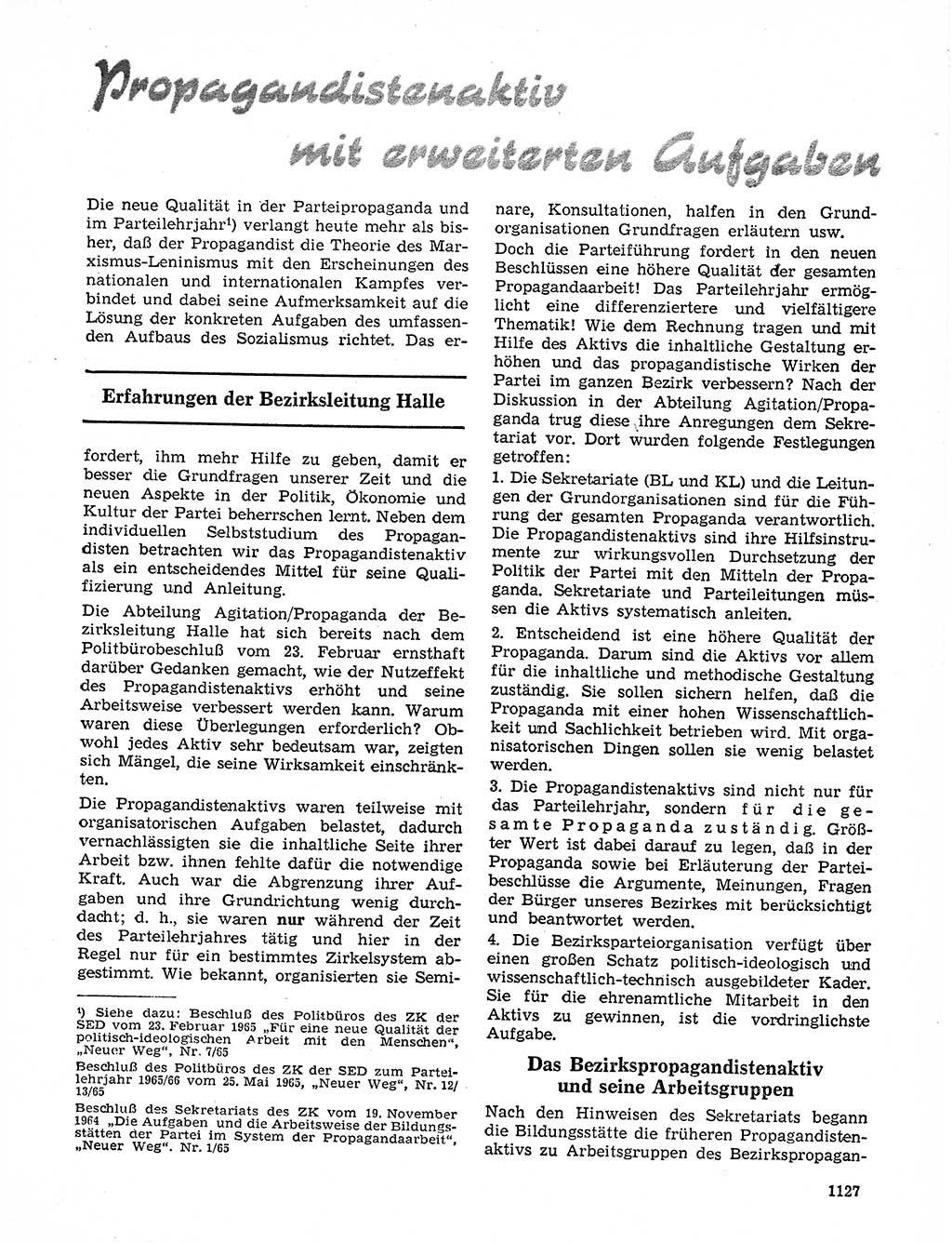 Neuer Weg (NW), Organ des Zentralkomitees (ZK) der SED (Sozialistische Einheitspartei Deutschlands) für Fragen des Parteilebens, 20. Jahrgang [Deutsche Demokratische Republik (DDR)] 1965, Seite 1111 (NW ZK SED DDR 1965, S. 1111)