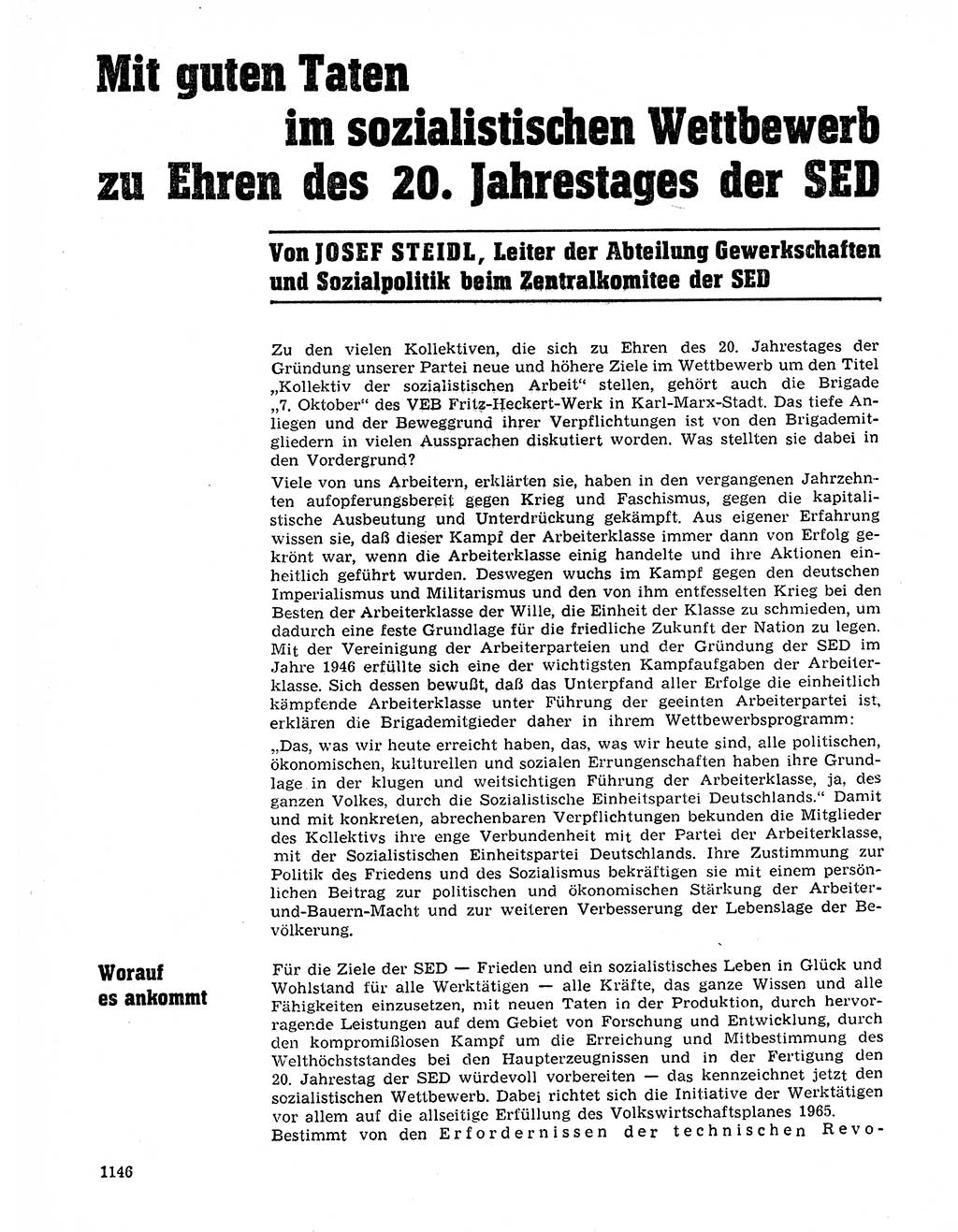 Neuer Weg (NW), Organ des Zentralkomitees (ZK) der SED (Sozialistische Einheitspartei Deutschlands) für Fragen des Parteilebens, 20. Jahrgang [Deutsche Demokratische Republik (DDR)] 1965, Seite 1130 (NW ZK SED DDR 1965, S. 1130)