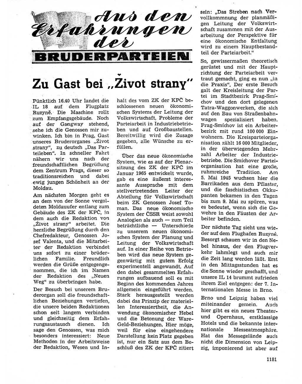 Neuer Weg (NW), Organ des Zentralkomitees (ZK) der SED (Sozialistische Einheitspartei Deutschlands) für Fragen des Parteilebens, 20. Jahrgang [Deutsche Demokratische Republik (DDR)] 1965, Seite 1165 (NW ZK SED DDR 1965, S. 1165)