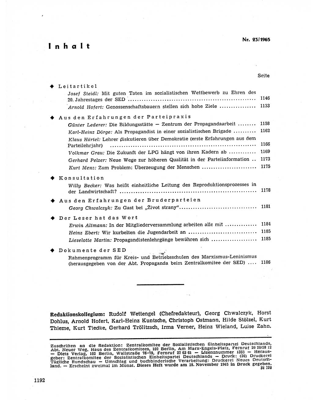 Neuer Weg (NW), Organ des Zentralkomitees (ZK) der SED (Sozialistische Einheitspartei Deutschlands) für Fragen des Parteilebens, 20. Jahrgang [Deutsche Demokratische Republik (DDR)] 1965, Seite 1176 (NW ZK SED DDR 1965, S. 1176)