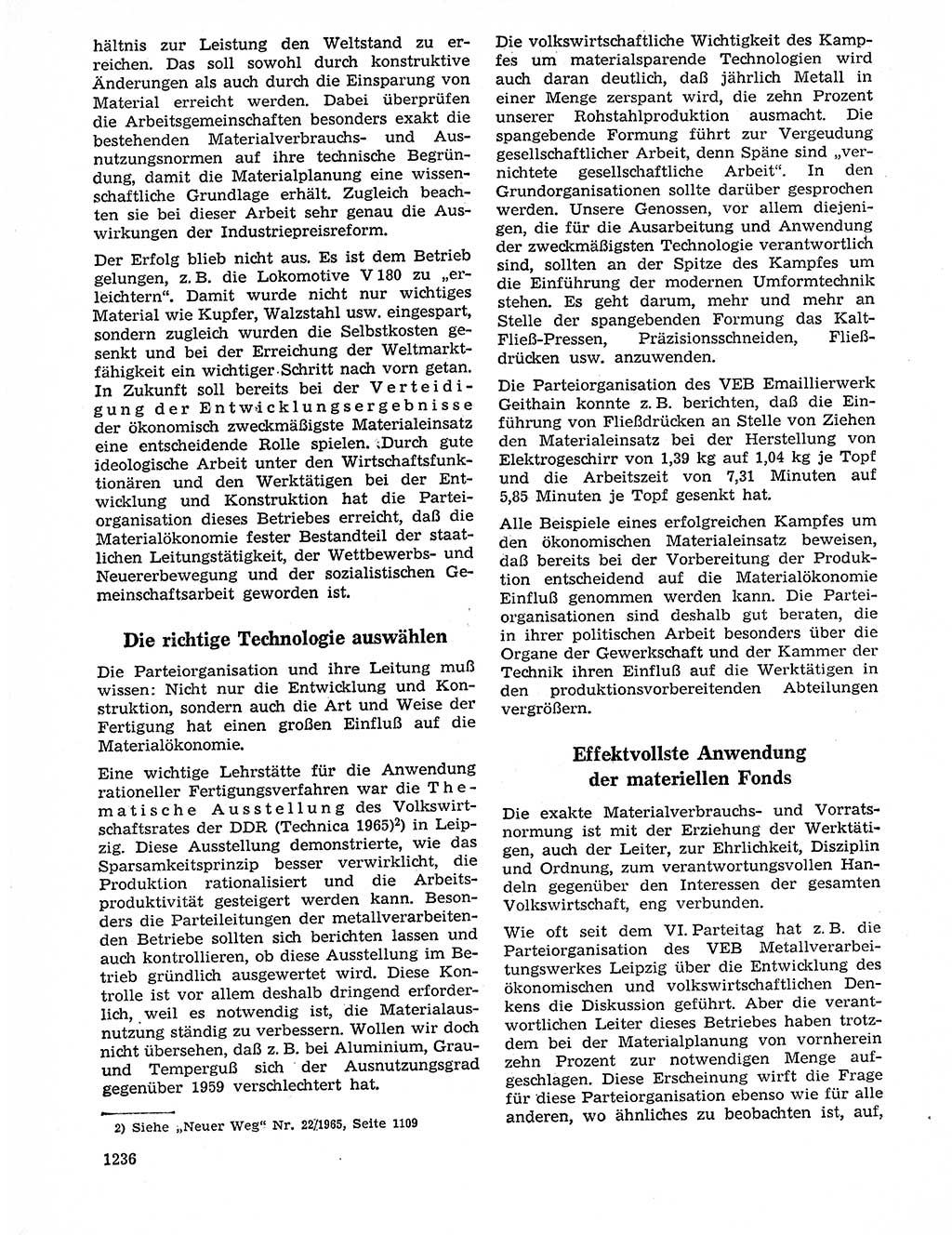 Neuer Weg (NW), Organ des Zentralkomitees (ZK) der SED (Sozialistische Einheitspartei Deutschlands) für Fragen des Parteilebens, 20. Jahrgang [Deutsche Demokratische Republik (DDR)] 1965, Seite 1220 (NW ZK SED DDR 1965, S. 1220)