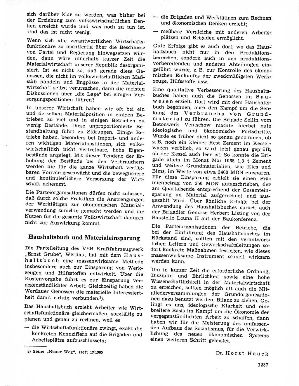 Neuer Weg (NW), Organ des Zentralkomitees (ZK) der SED (Sozialistische Einheitspartei Deutschlands) für Fragen des Parteilebens, 20. Jahrgang [Deutsche Demokratische Republik (DDR)] 1965, Seite 1221 (NW ZK SED DDR 1965, S. 1221)