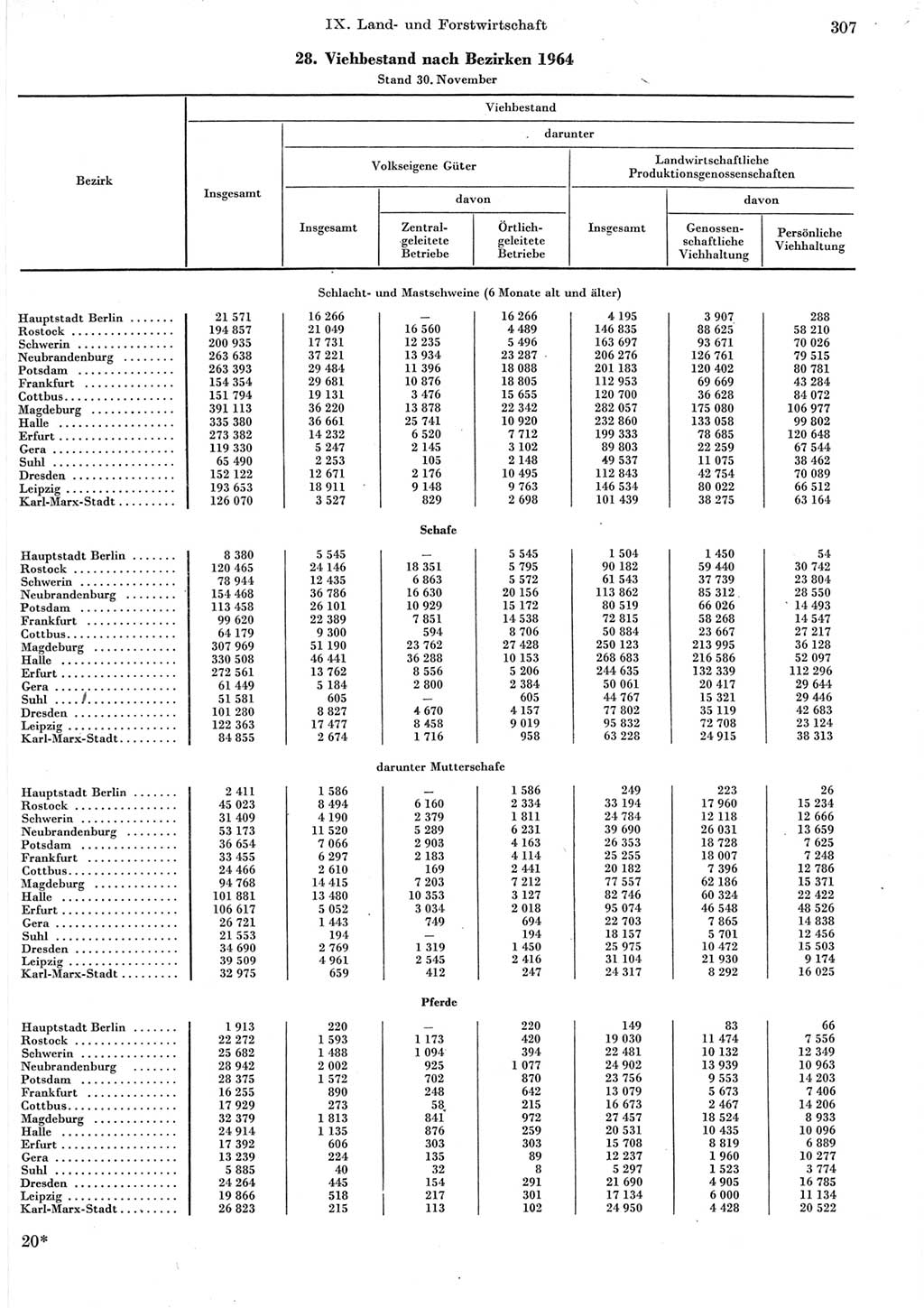 Statistisches Jahrbuch der Deutschen Demokratischen Republik (DDR) 1965, Seite 307 (Stat. Jb. DDR 1965, S. 307)