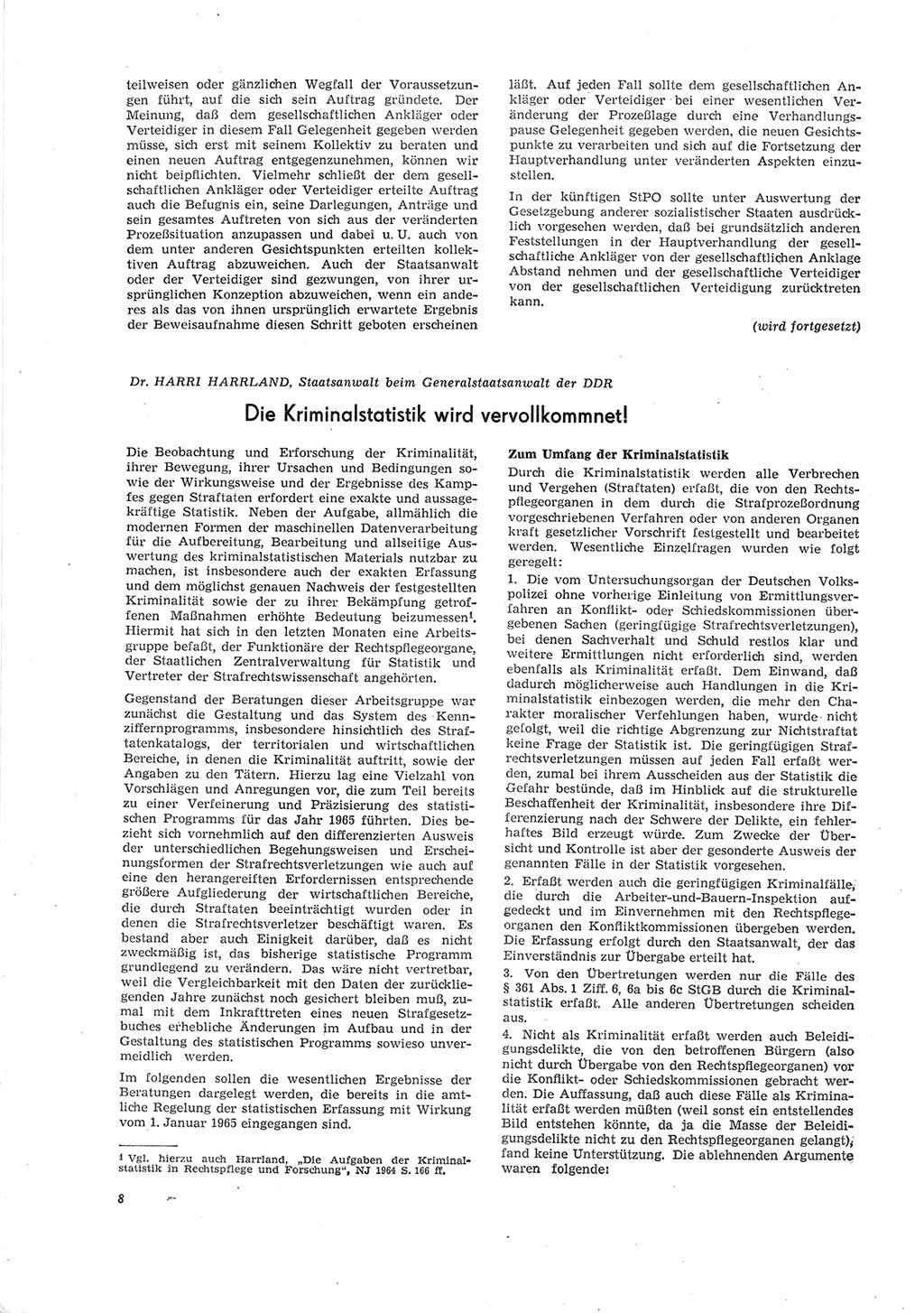 Neue Justiz (NJ), Zeitschrift für Recht und Rechtswissenschaft [Deutsche Demokratische Republik (DDR)], 19. Jahrgang 1965, Seite 8 (NJ DDR 1965, S. 8)