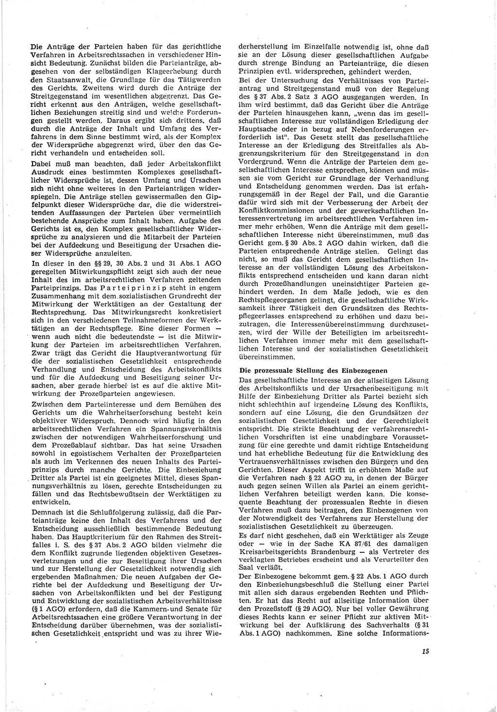 Neue Justiz (NJ), Zeitschrift für Recht und Rechtswissenschaft [Deutsche Demokratische Republik (DDR)], 19. Jahrgang 1965, Seite 15 (NJ DDR 1965, S. 15)