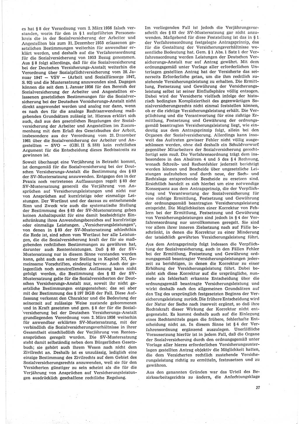 Neue Justiz (NJ), Zeitschrift für Recht und Rechtswissenschaft [Deutsche Demokratische Republik (DDR)], 19. Jahrgang 1965, Seite 27 (NJ DDR 1965, S. 27)