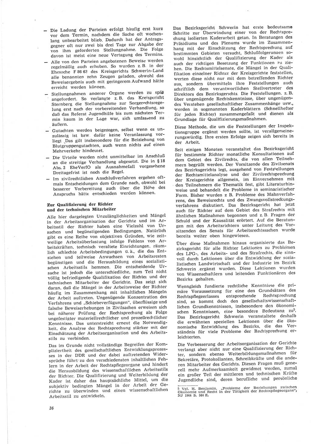 Neue Justiz (NJ), Zeitschrift für Recht und Rechtswissenschaft [Deutsche Demokratische Republik (DDR)], 19. Jahrgang 1965, Seite 36 (NJ DDR 1965, S. 36)