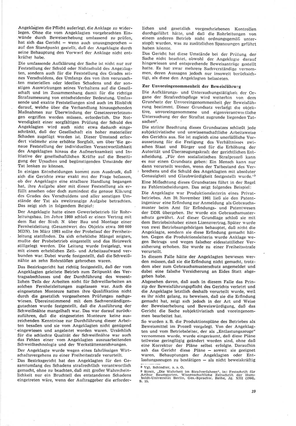 Neue Justiz (NJ), Zeitschrift für Recht und Rechtswissenschaft [Deutsche Demokratische Republik (DDR)], 19. Jahrgang 1965, Seite 39 (NJ DDR 1965, S. 39)