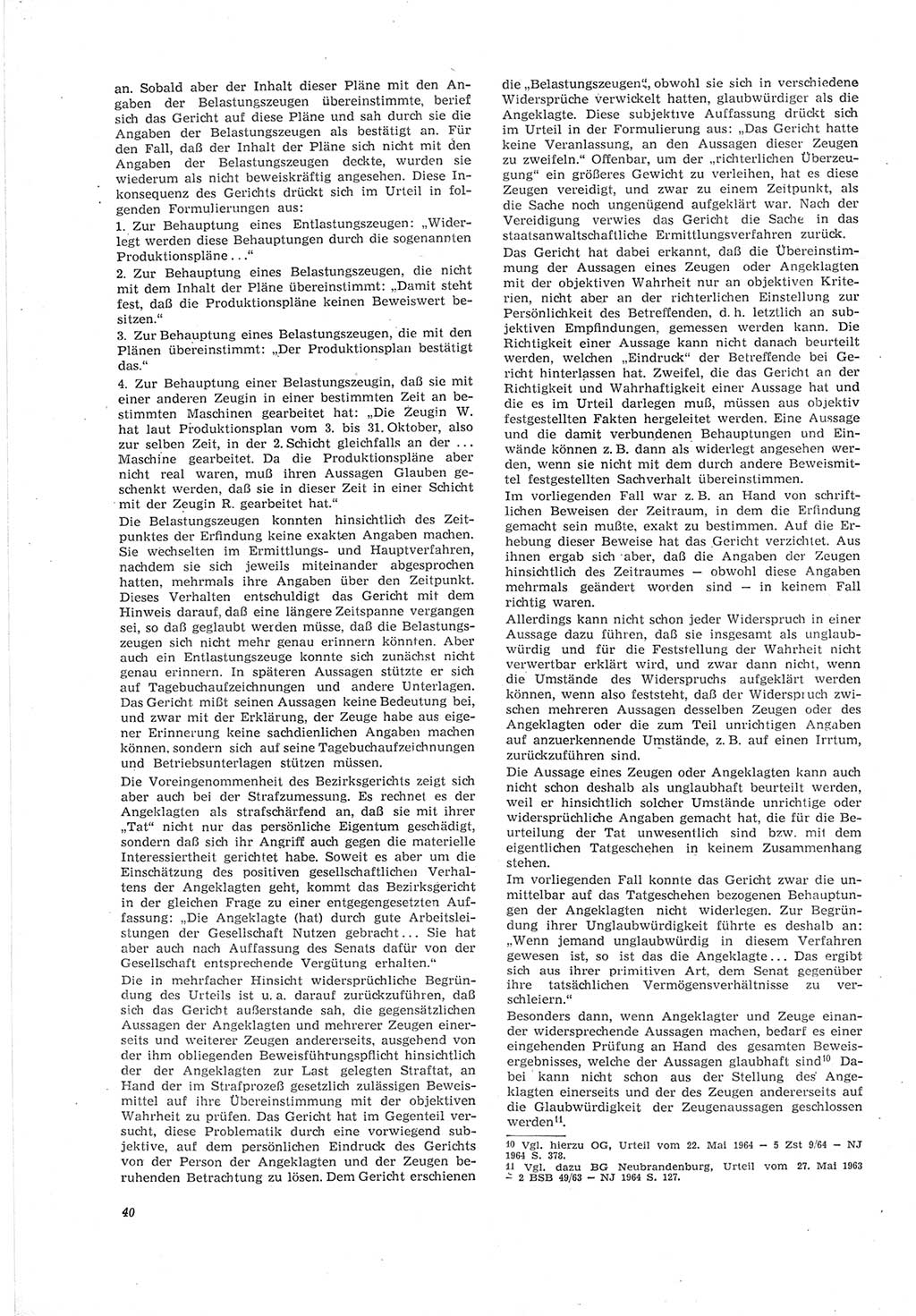 Neue Justiz (NJ), Zeitschrift für Recht und Rechtswissenschaft [Deutsche Demokratische Republik (DDR)], 19. Jahrgang 1965, Seite 40 (NJ DDR 1965, S. 40)