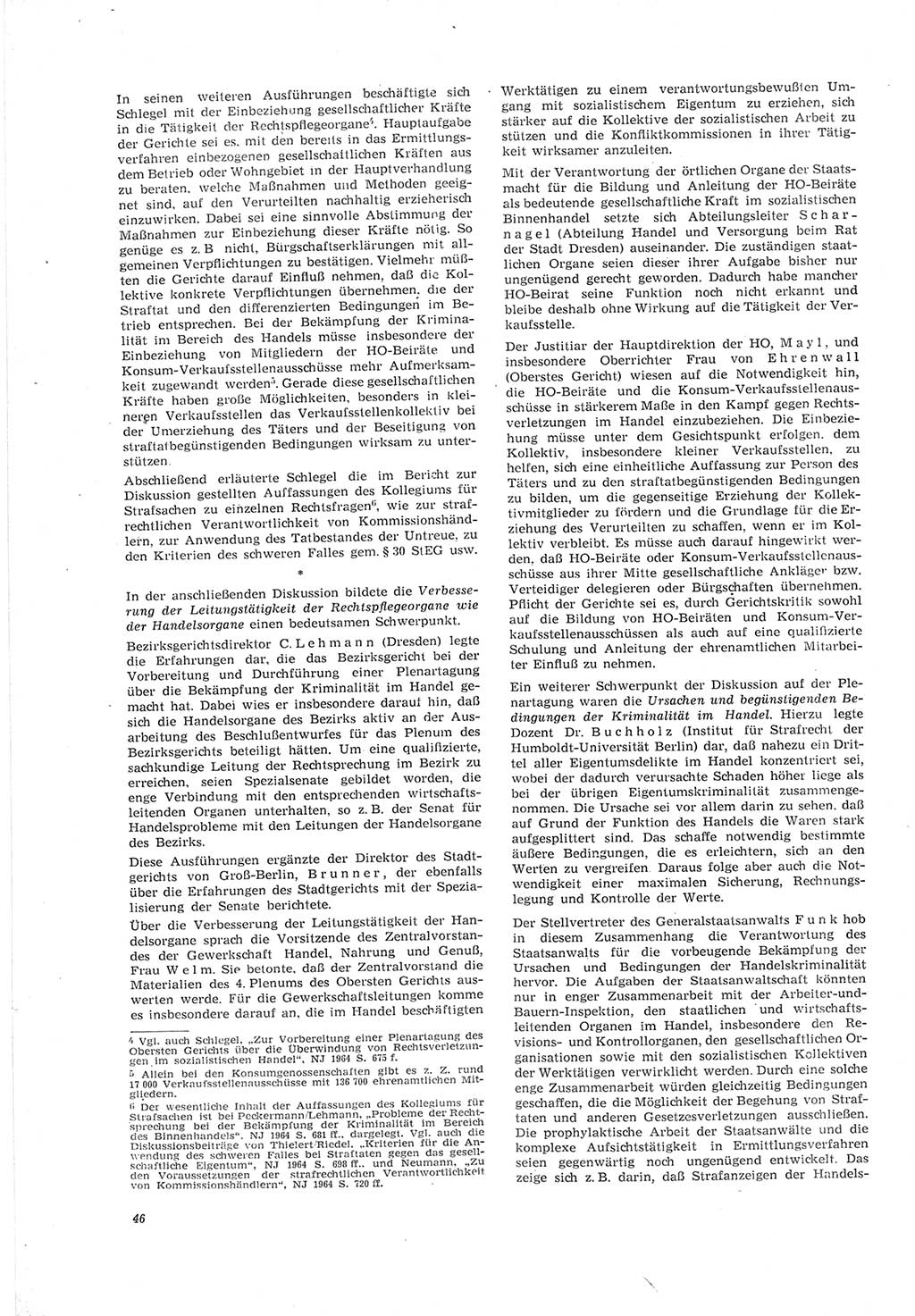 Neue Justiz (NJ), Zeitschrift für Recht und Rechtswissenschaft [Deutsche Demokratische Republik (DDR)], 19. Jahrgang 1965, Seite 46 (NJ DDR 1965, S. 46)