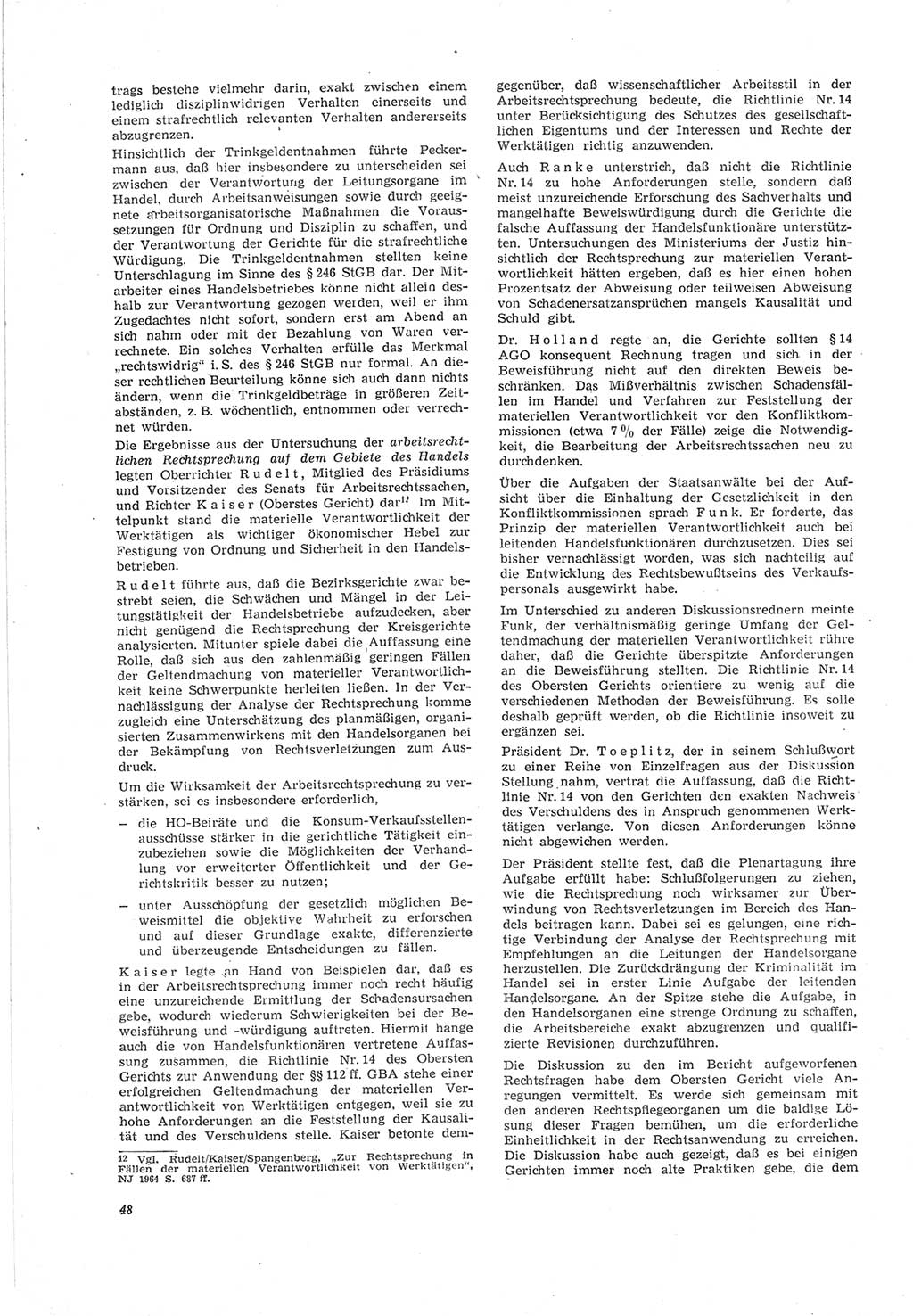 Neue Justiz (NJ), Zeitschrift für Recht und Rechtswissenschaft [Deutsche Demokratische Republik (DDR)], 19. Jahrgang 1965, Seite 48 (NJ DDR 1965, S. 48)