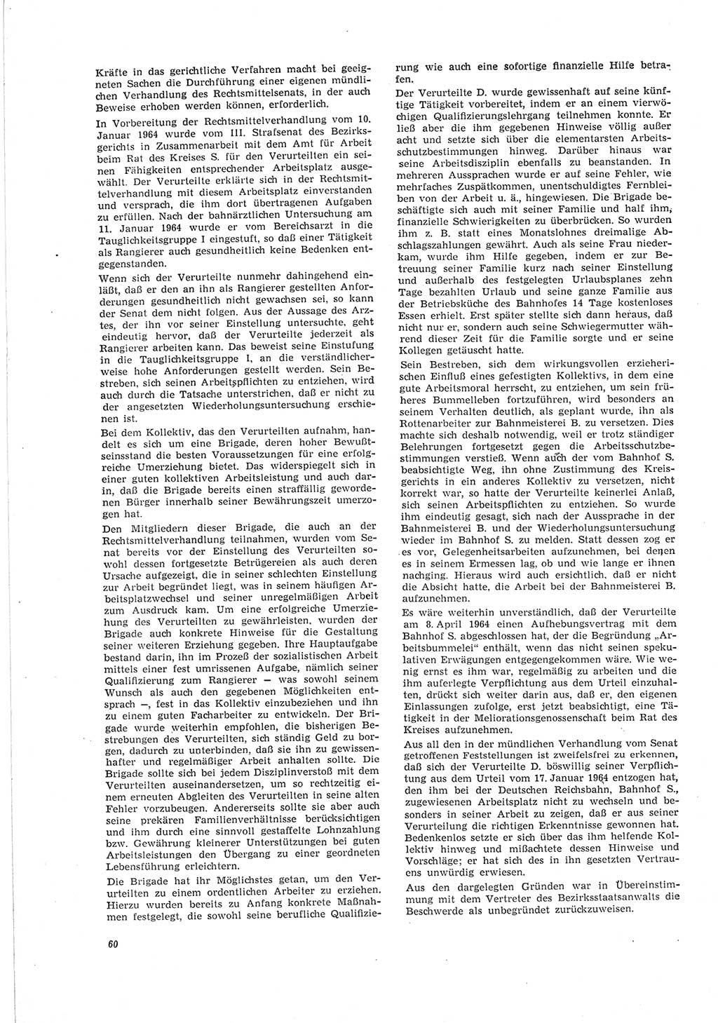Neue Justiz (NJ), Zeitschrift für Recht und Rechtswissenschaft [Deutsche Demokratische Republik (DDR)], 19. Jahrgang 1965, Seite 60 (NJ DDR 1965, S. 60)