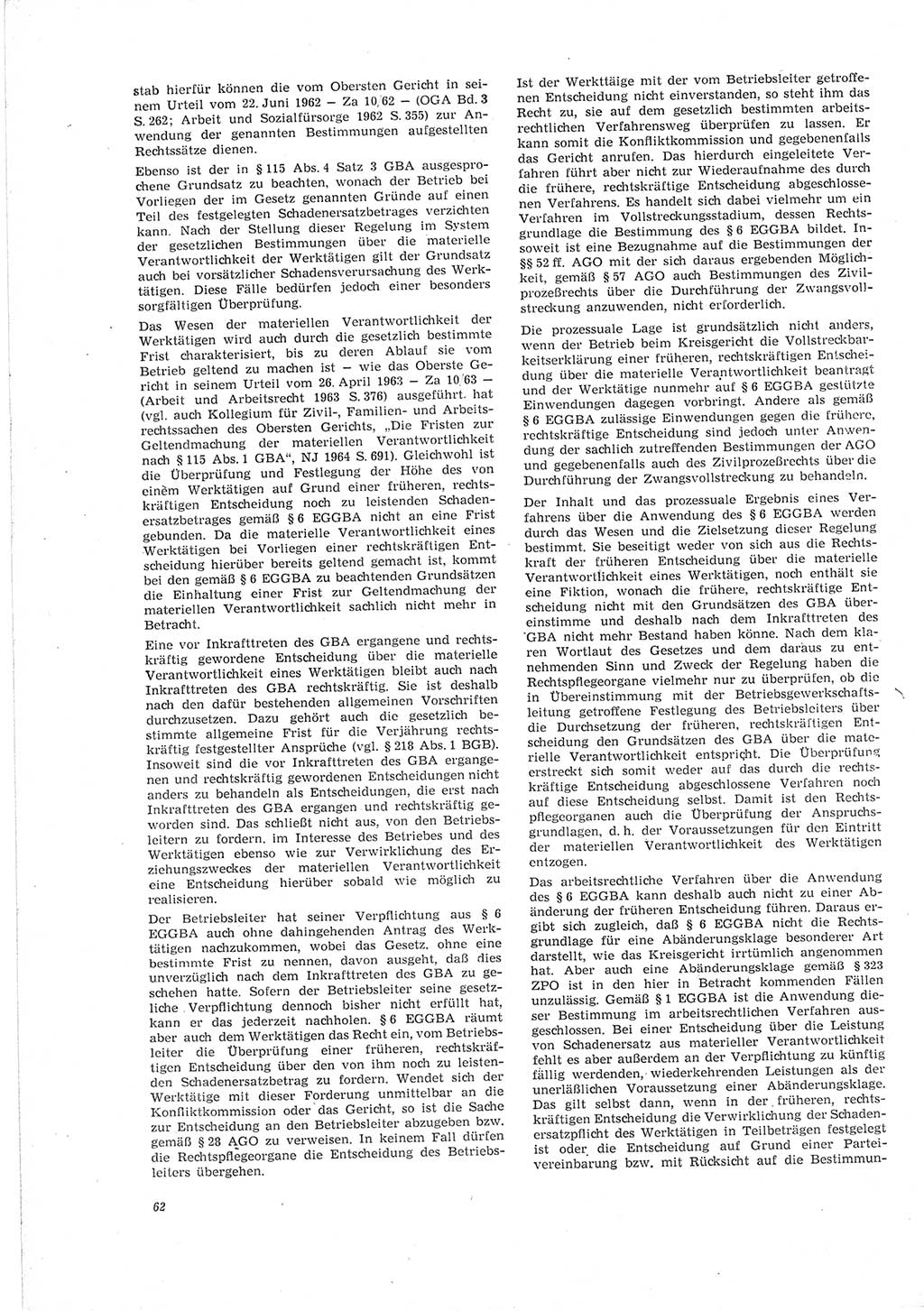 Neue Justiz (NJ), Zeitschrift für Recht und Rechtswissenschaft [Deutsche Demokratische Republik (DDR)], 19. Jahrgang 1965, Seite 62 (NJ DDR 1965, S. 62)