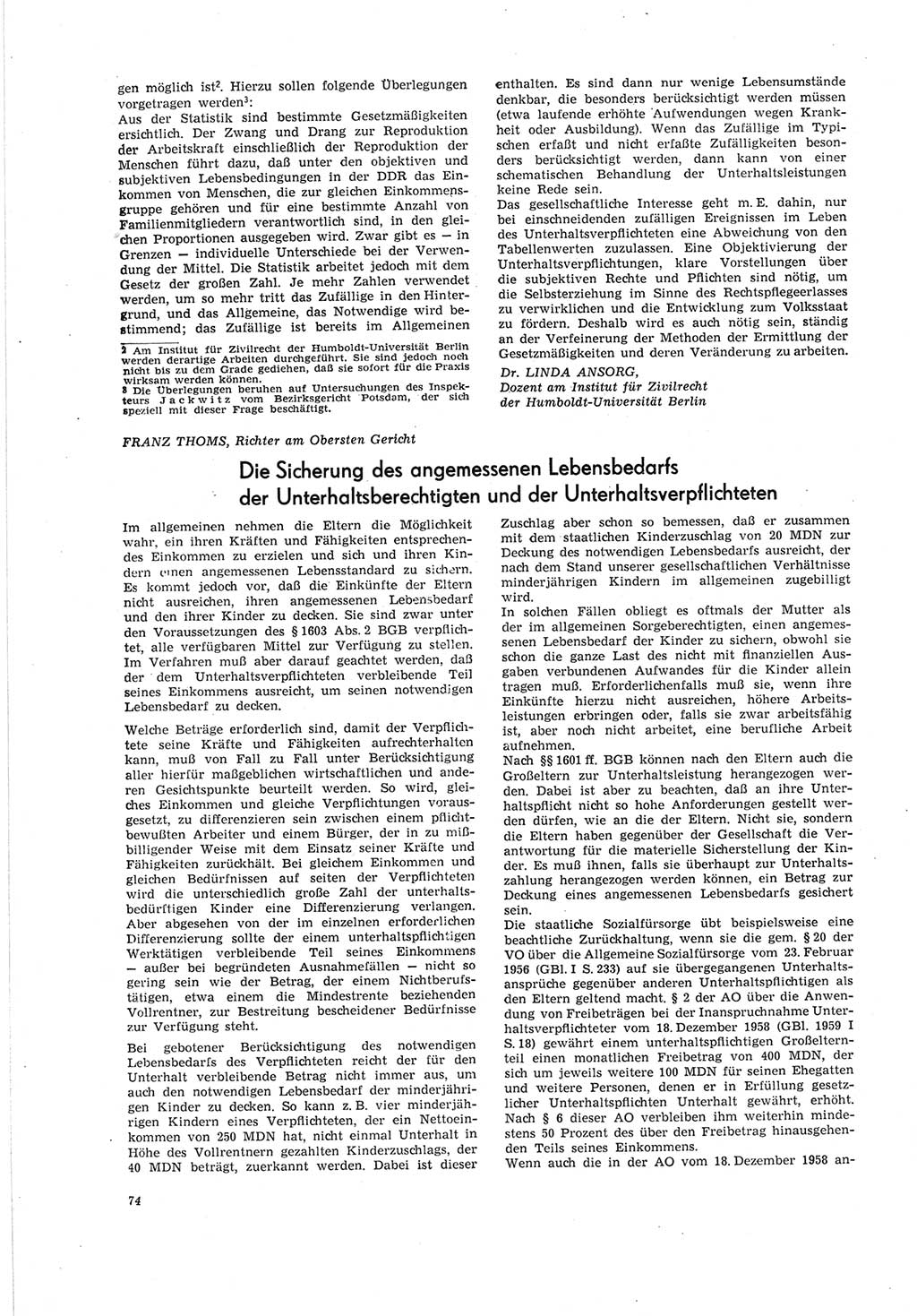 Neue Justiz (NJ), Zeitschrift für Recht und Rechtswissenschaft [Deutsche Demokratische Republik (DDR)], 19. Jahrgang 1965, Seite 74 (NJ DDR 1965, S. 74)